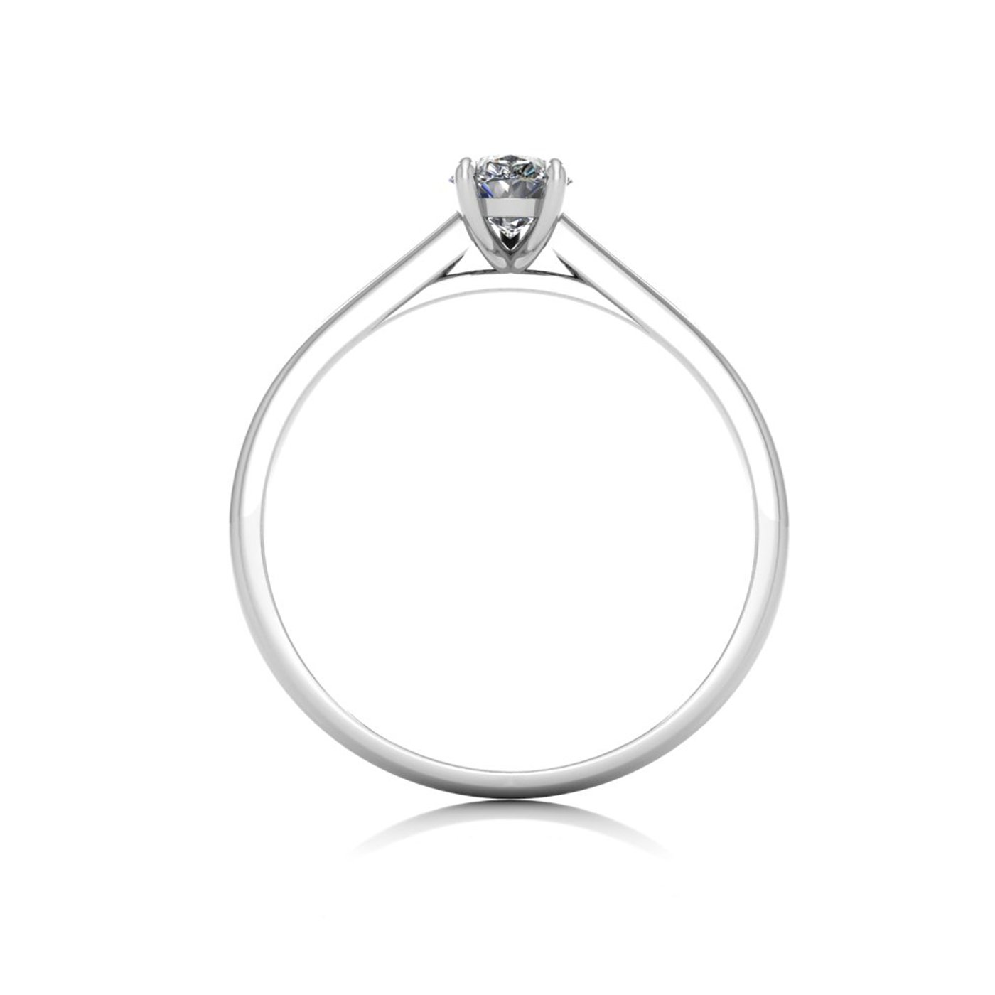 18k white gold  0,50 ct 3 prongs solitaire pear cut diamond engagement ring with whisper thin band