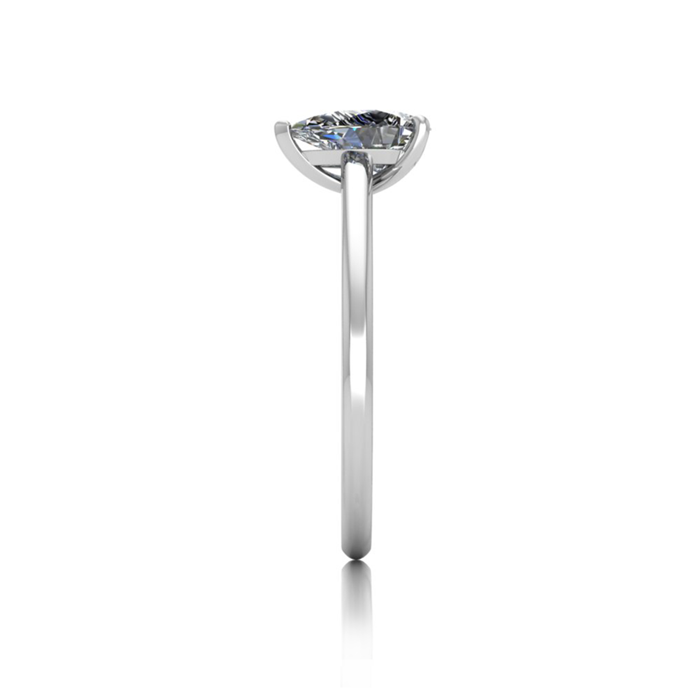 18k white gold  0,80 ct 3 prongs solitaire pear cut diamond engagement ring with whisper thin band