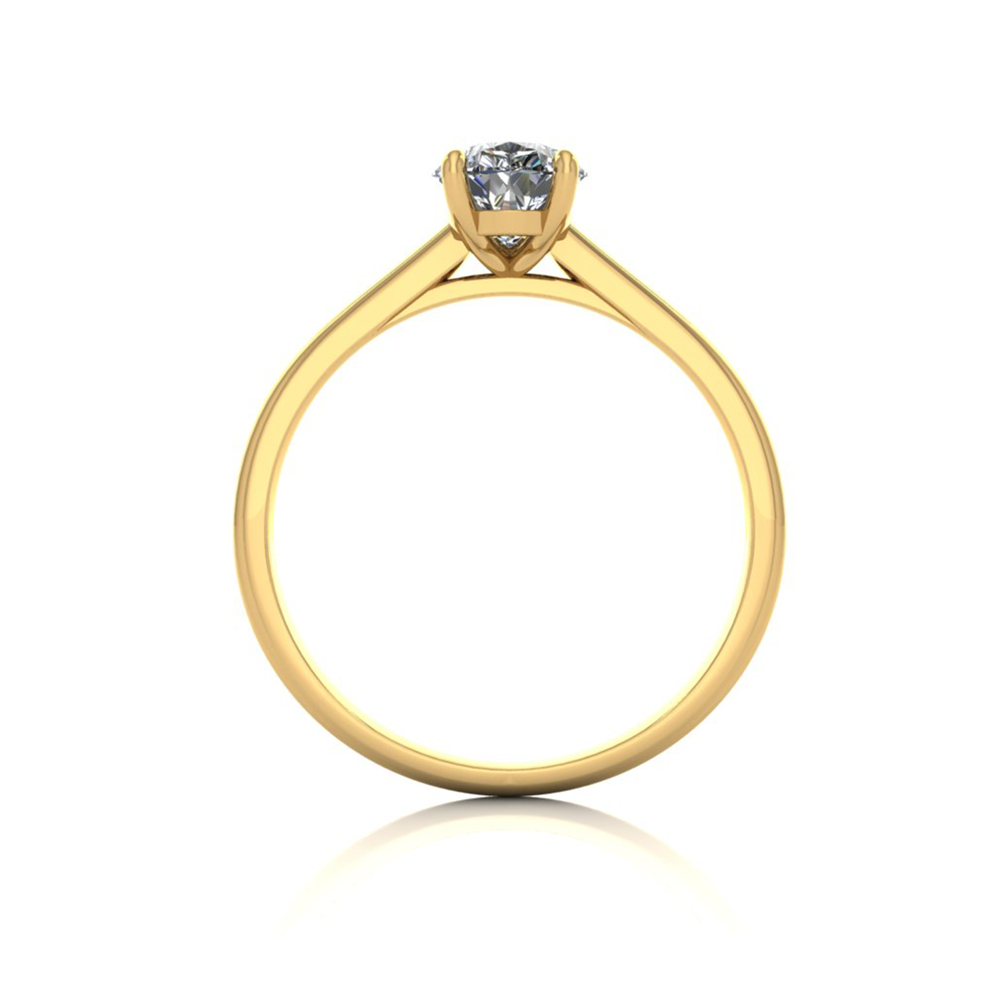 18k yellow gold  1,00 ct 3 prongs solitaire pear cut diamond engagement ring with whisper thin band