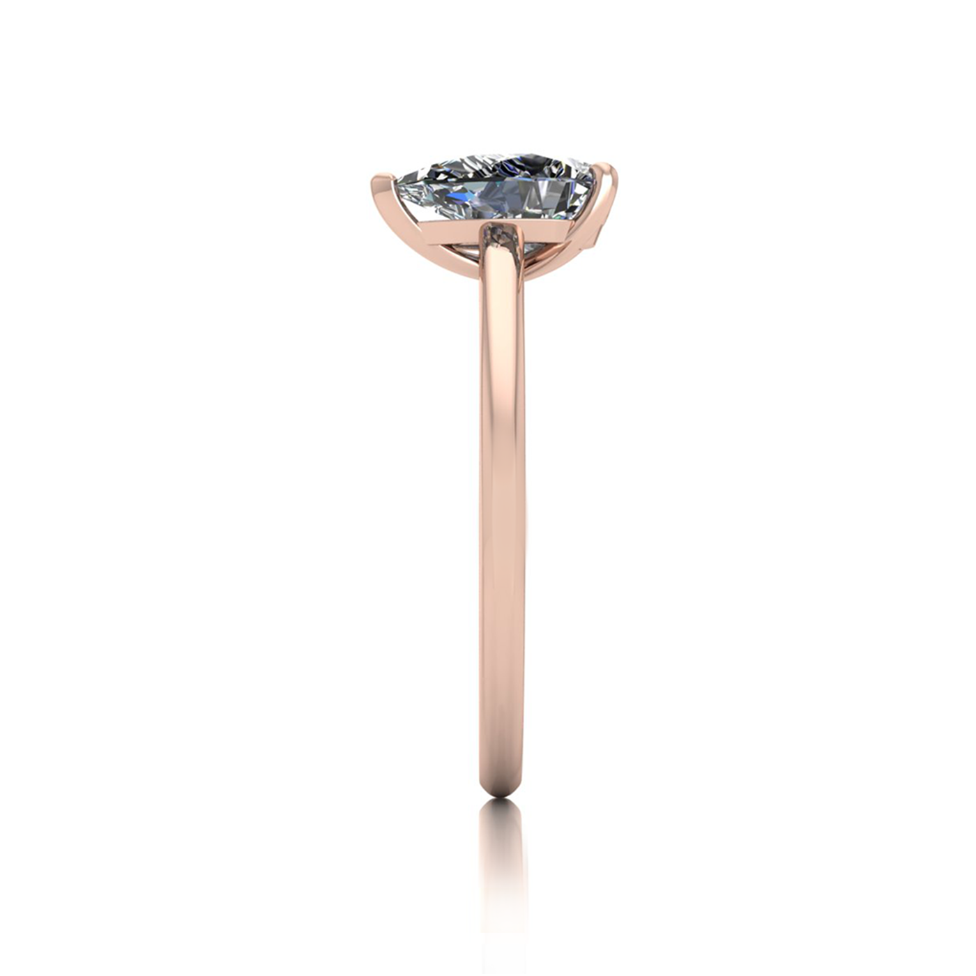 18k rose gold  1,00 ct 3 prongs solitaire pear cut diamond engagement ring with whisper thin band