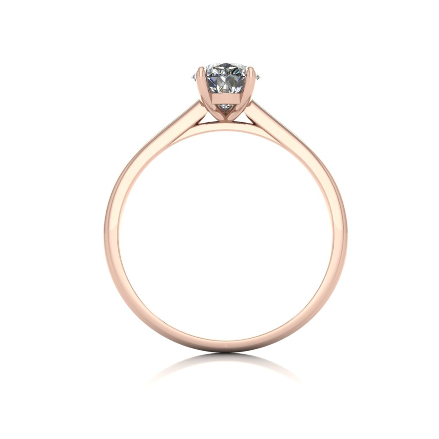 18k rose gold  1,00 ct 3 prongs solitaire pear cut diamond engagement ring with whisper thin band