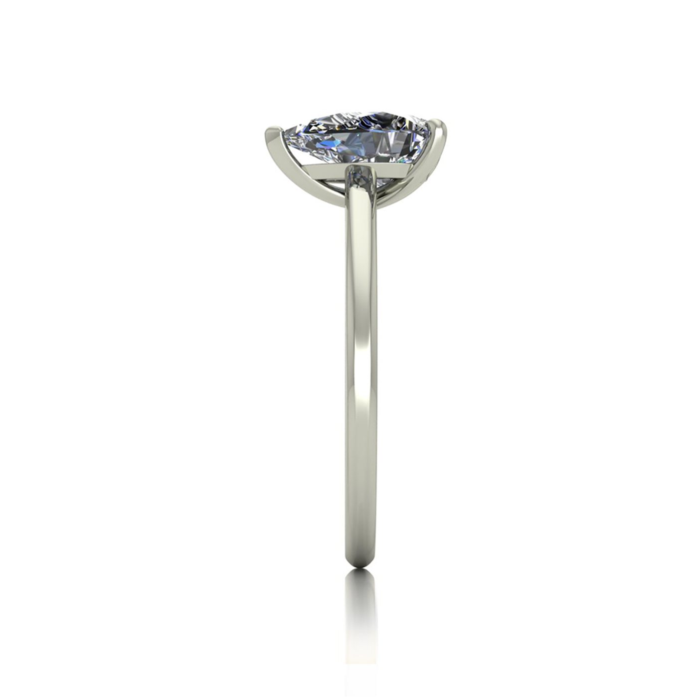 18k white gold  1,20 ct 3 prongs solitaire pear cut diamond engagement ring with whisper thin band