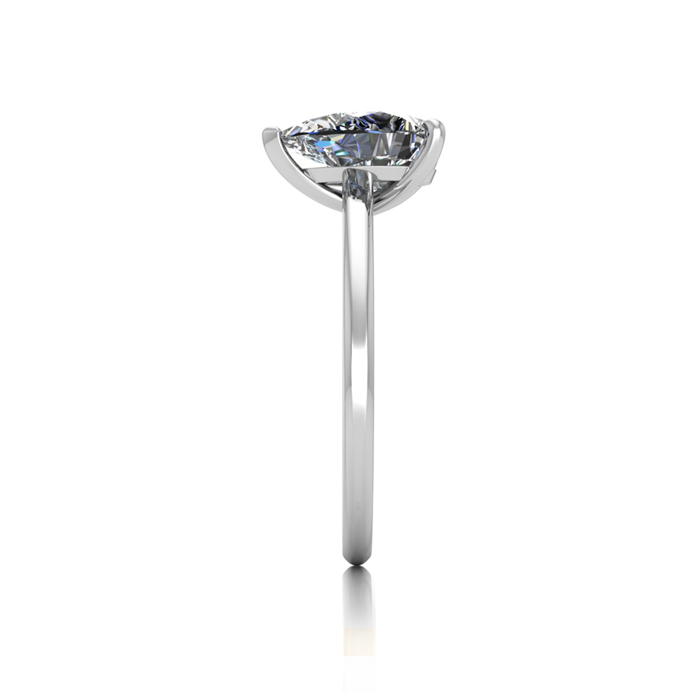 18k white gold  1,50 ct 3 prongs solitaire pear cut diamond engagement ring with whisper thin band