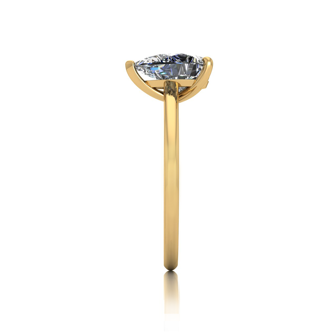 18k yellow gold  1,50 ct 3 prongs solitaire pear cut diamond engagement ring with whisper thin band