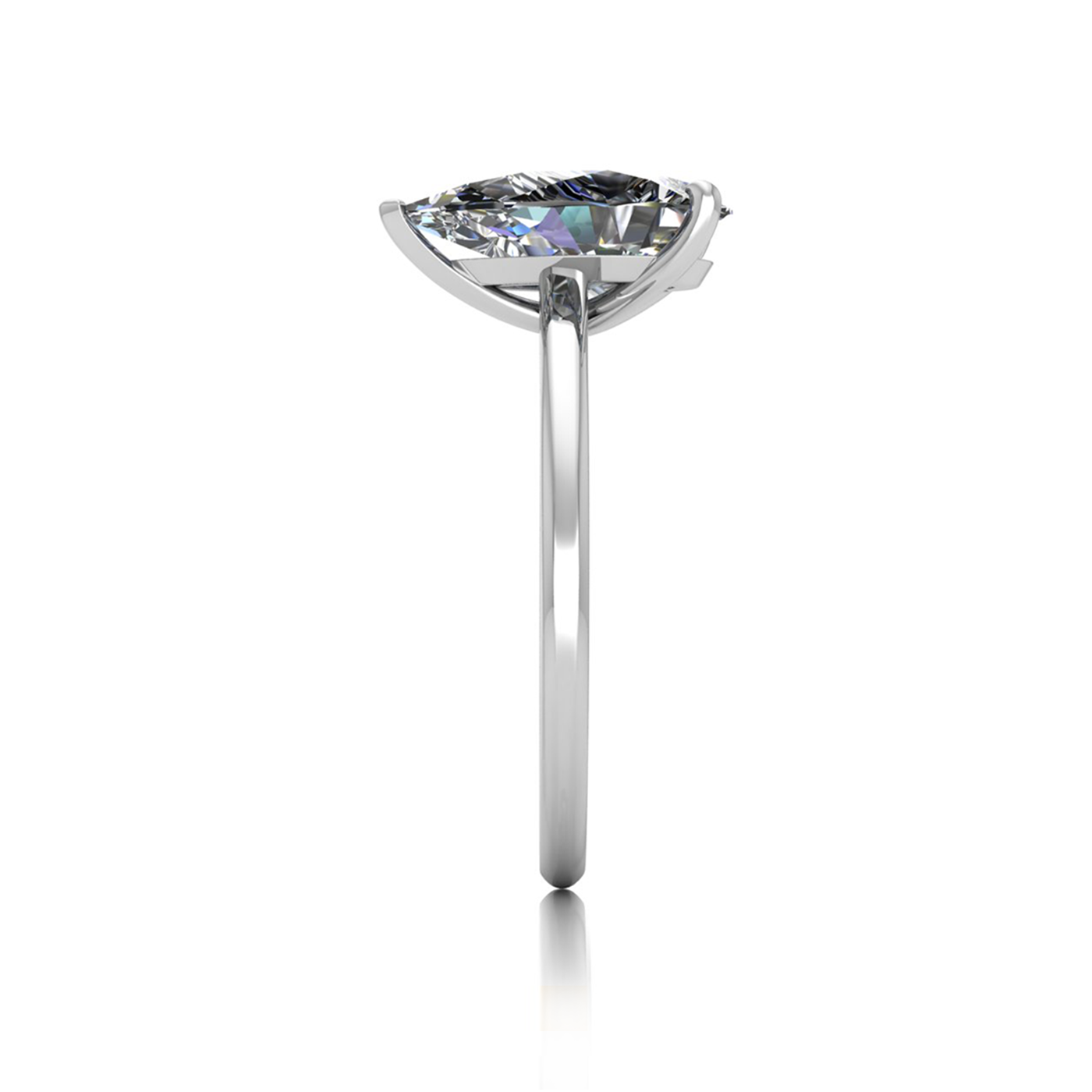 18k white gold  2,00 ct 3 prongs solitaire pear cut diamond engagement ring with whisper thin band