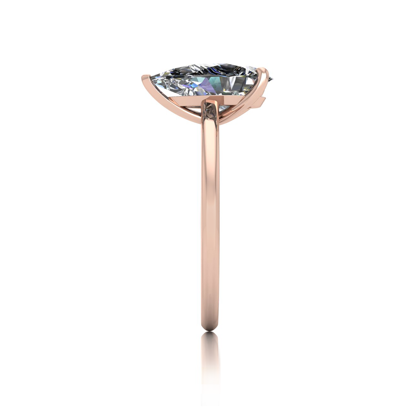 18k rose gold  2,00 ct 3 prongs solitaire pear cut diamond engagement ring with whisper thin band