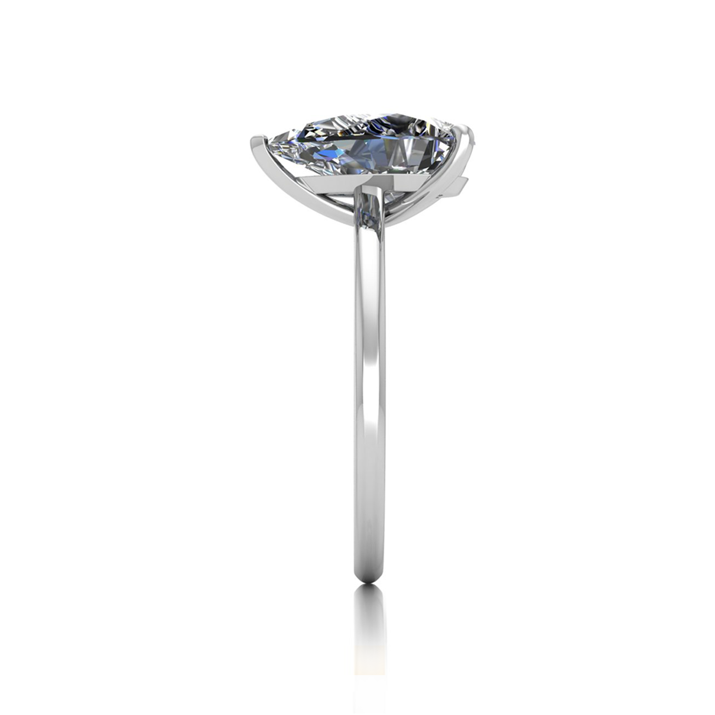 18k white gold  2,50 ct 3 prongs solitaire pear cut diamond engagement ring with whisper thin band