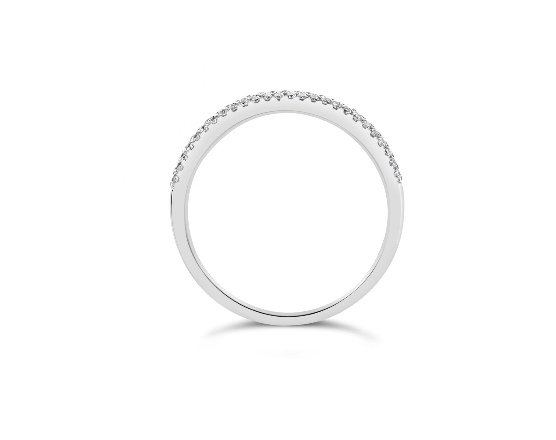 18k white gold 3-row bombay half eternity round shaped diamond wedding ring