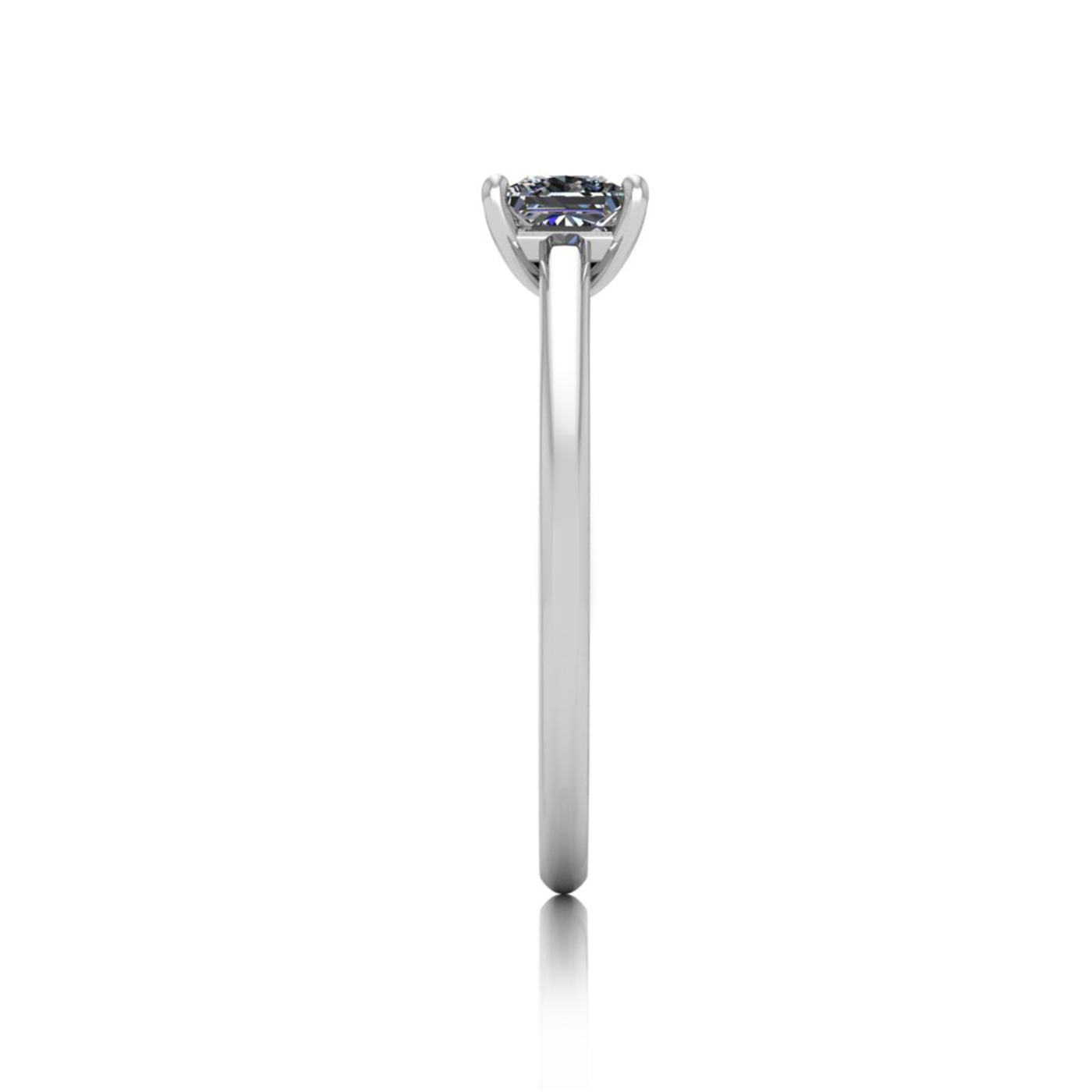 18k white gold  0,50 ct 4 prongs solitaire princess cut diamond engagement ring with whisper thin band
