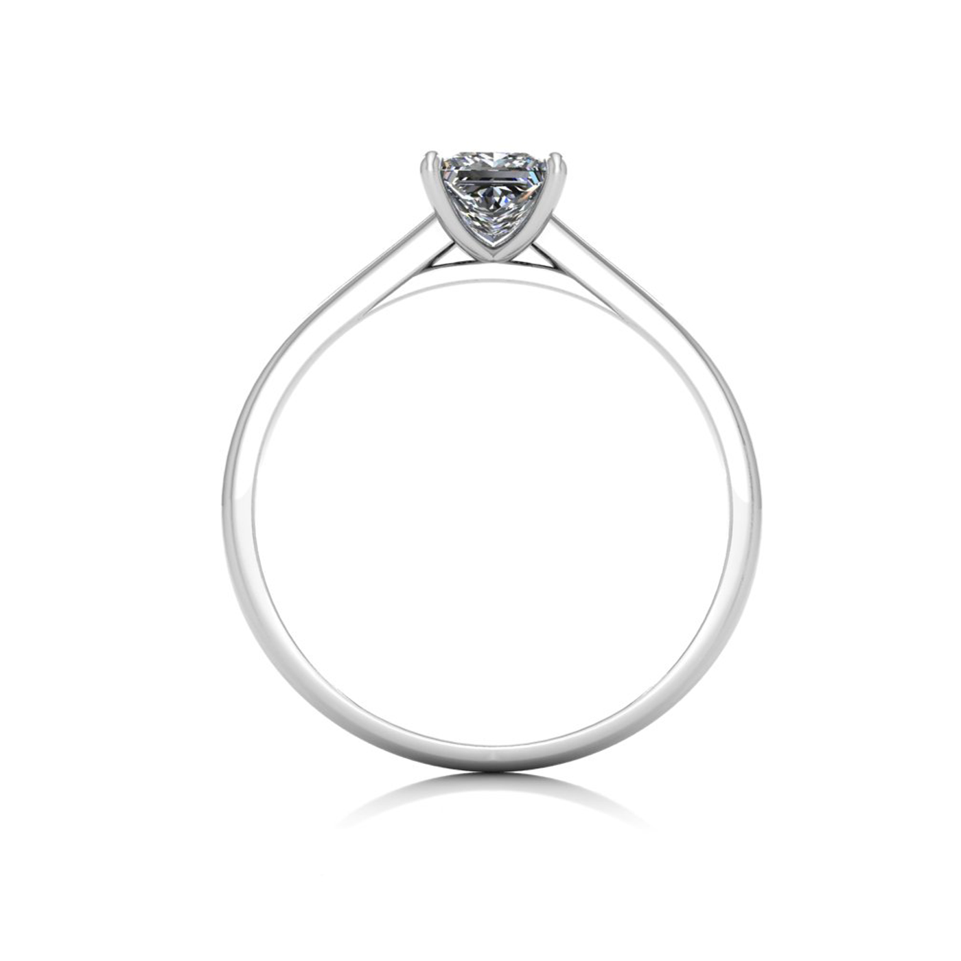 18k white gold  0,50 ct 4 prongs solitaire princess cut diamond engagement ring with whisper thin band