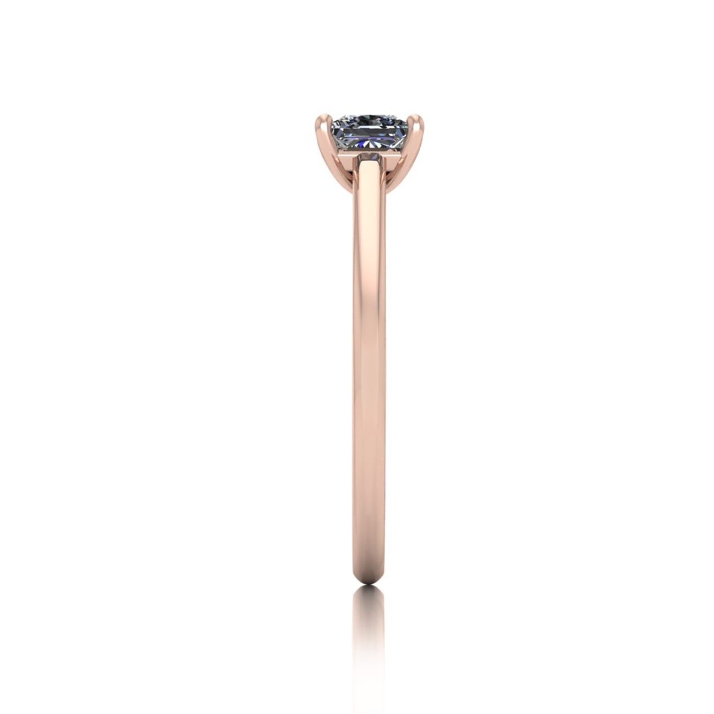 18k rose gold  0,50 ct 4 prongs solitaire princess cut diamond engagement ring with whisper thin band