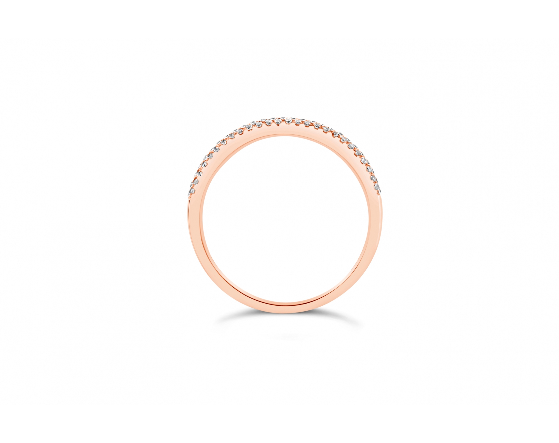 18k rose gold 3-row bombay half eternity round shaped diamond wedding ring