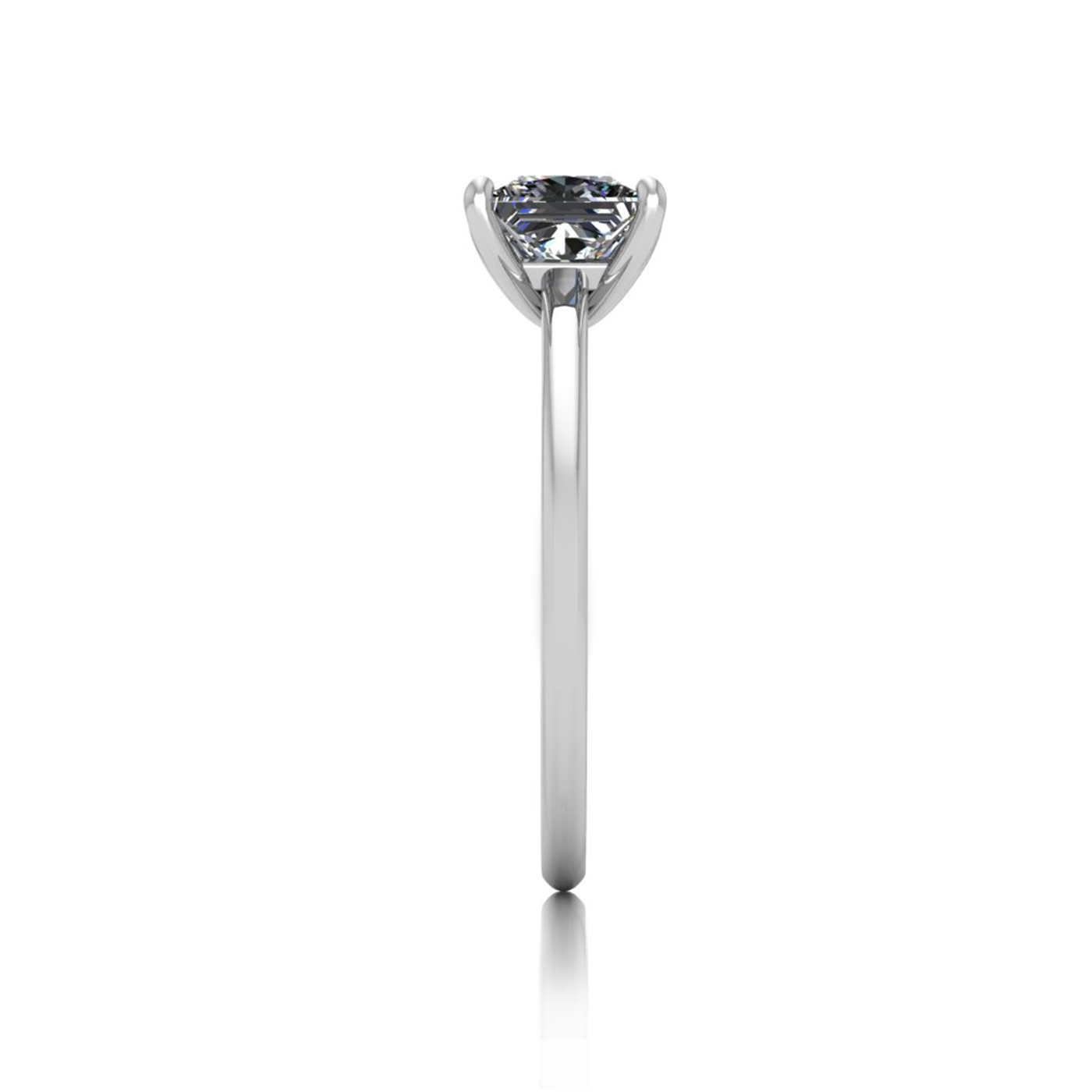 18k white gold  1,20 ct 4 prongs solitaire princess cut diamond engagement ring with whisper thin band