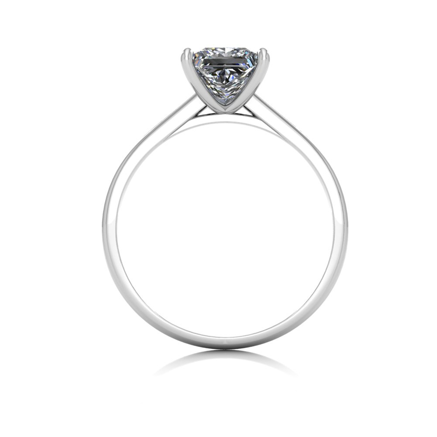 18k white gold  1,20 ct 4 prongs solitaire princess cut diamond engagement ring with whisper thin band
