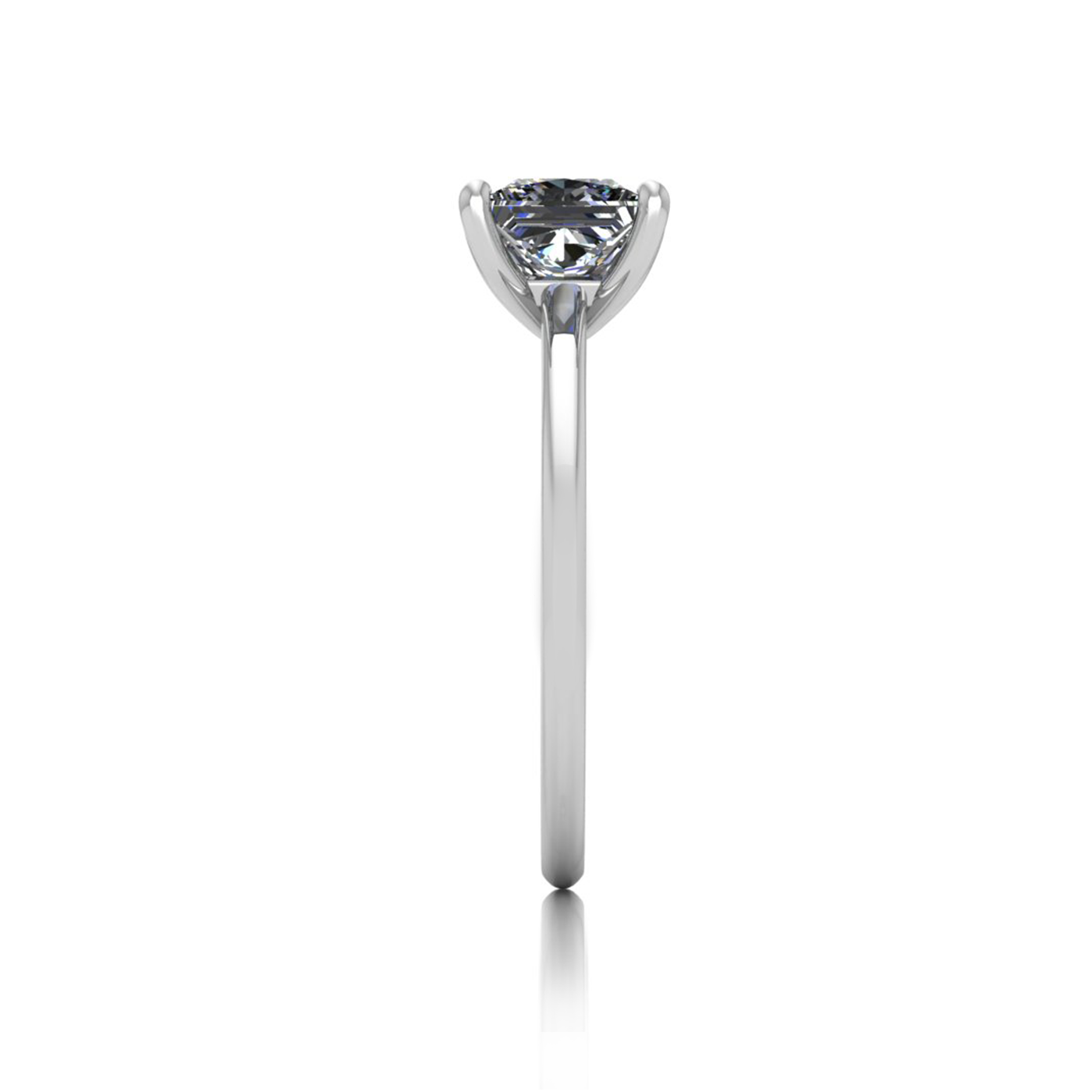 18k white gold  1,50 ct 4 prongs solitaire princess cut diamond engagement ring with whisper thin band