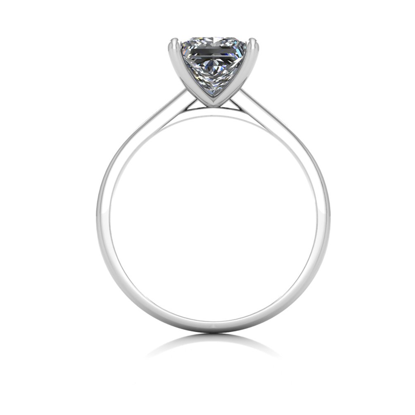 18k white gold  1,50 ct 4 prongs solitaire princess cut diamond engagement ring with whisper thin band