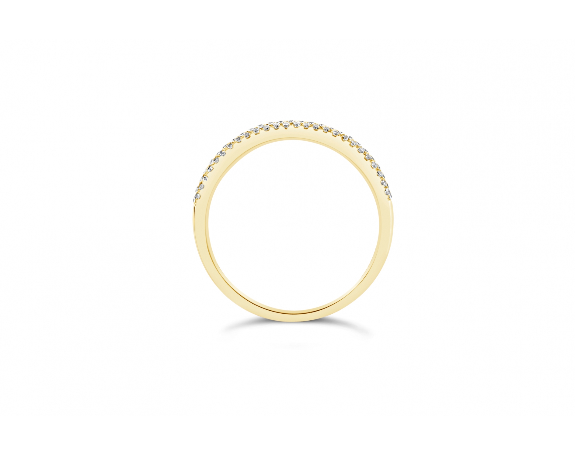 18k yellow gold 3-row bombay half eternity round shaped diamond wedding ring
