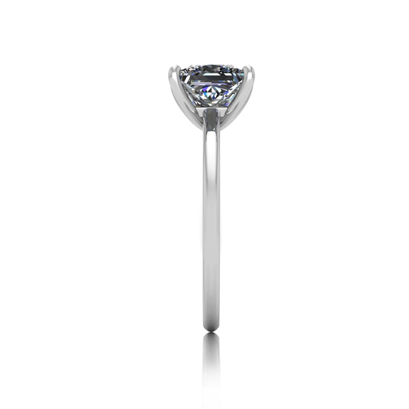 18k white gold  2,00 ct 4 prongs solitaire princess cut diamond engagement ring with whisper thin band