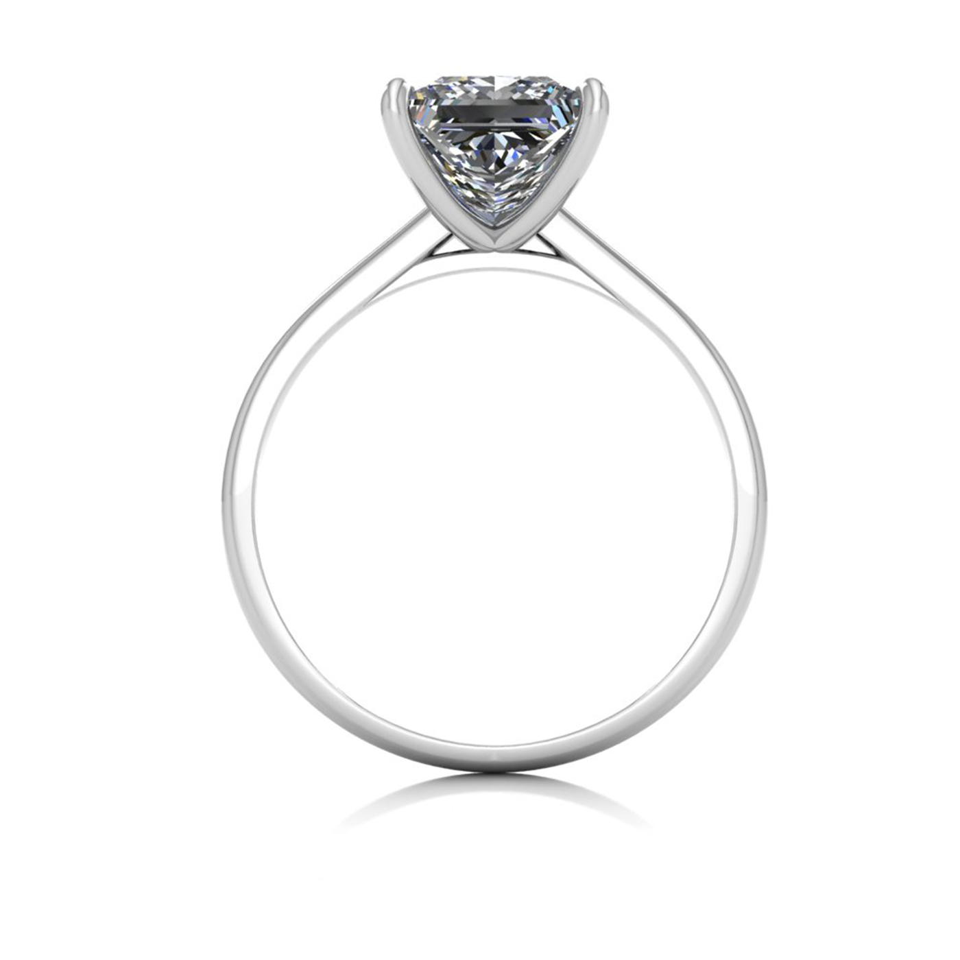 18k white gold  2,00 ct 4 prongs solitaire princess cut diamond engagement ring with whisper thin band