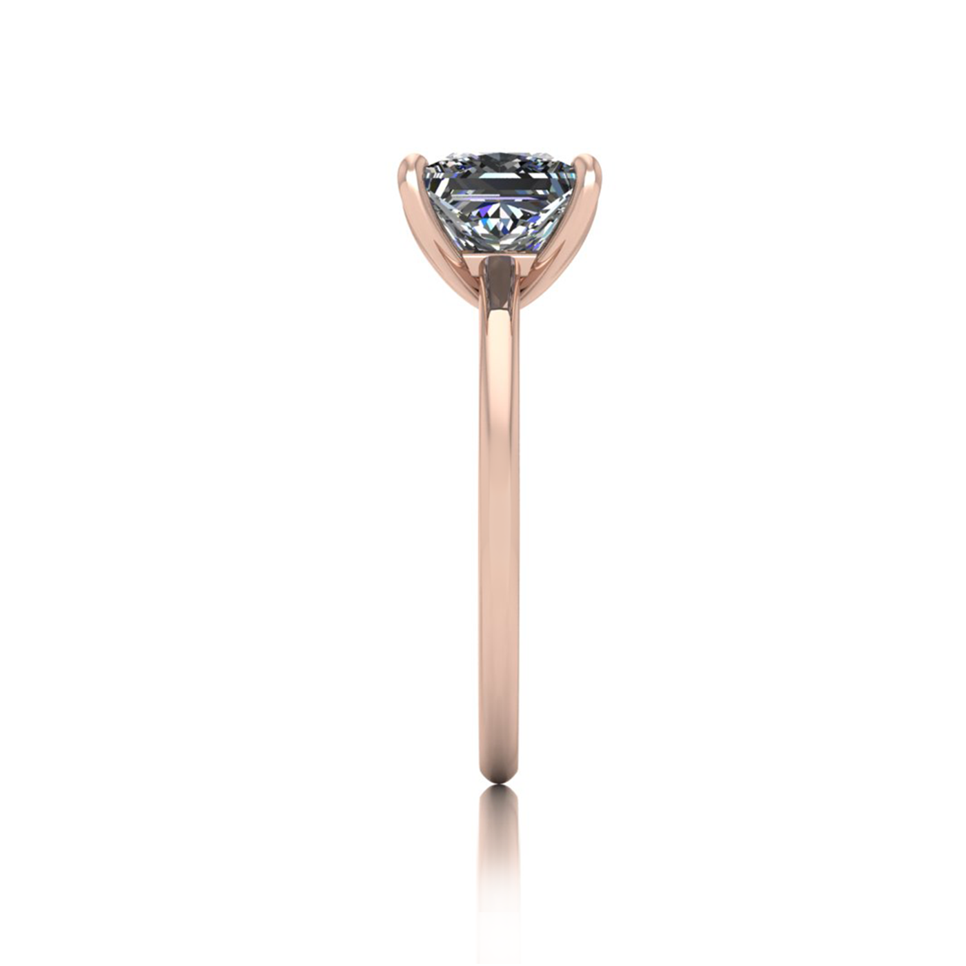 18k rose gold  2,00 ct 4 prongs solitaire princess cut diamond engagement ring with whisper thin band