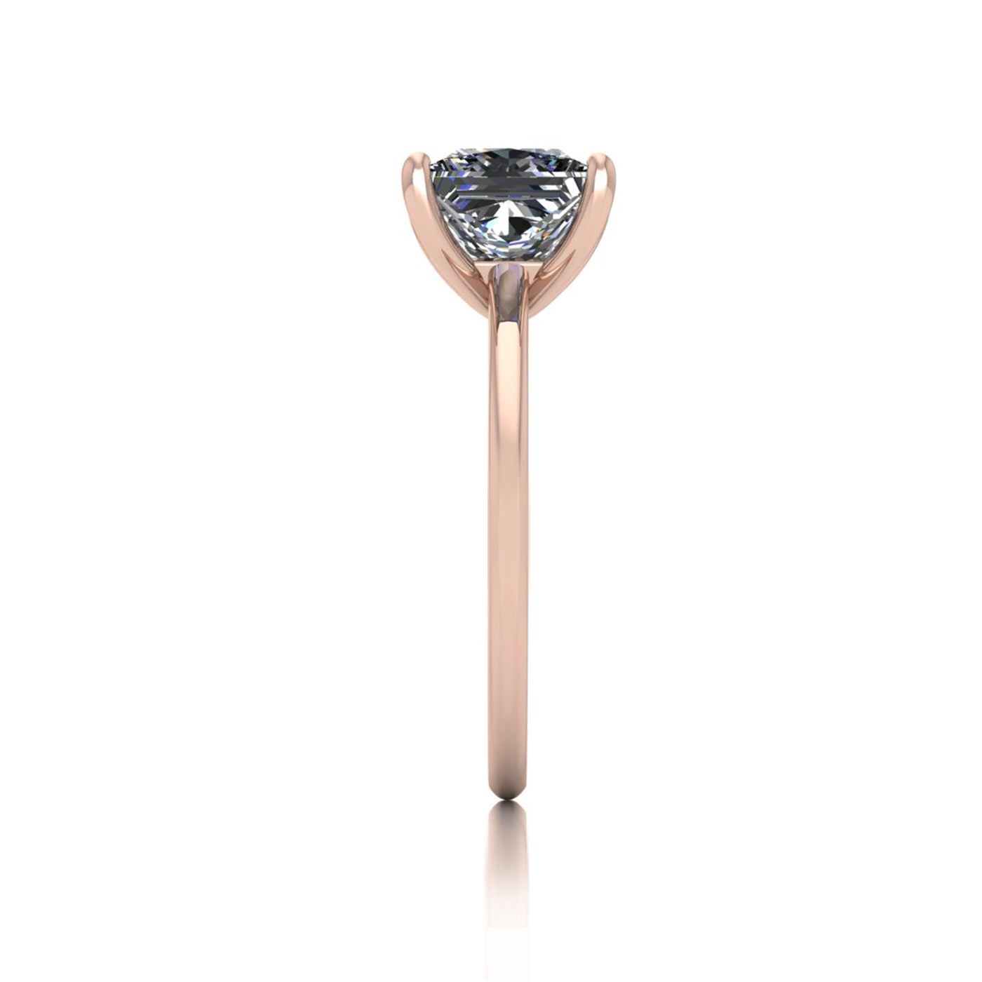 18k rose gold  2,50 ct 4 prongs solitaire princess cut diamond engagement ring with whisper thin band