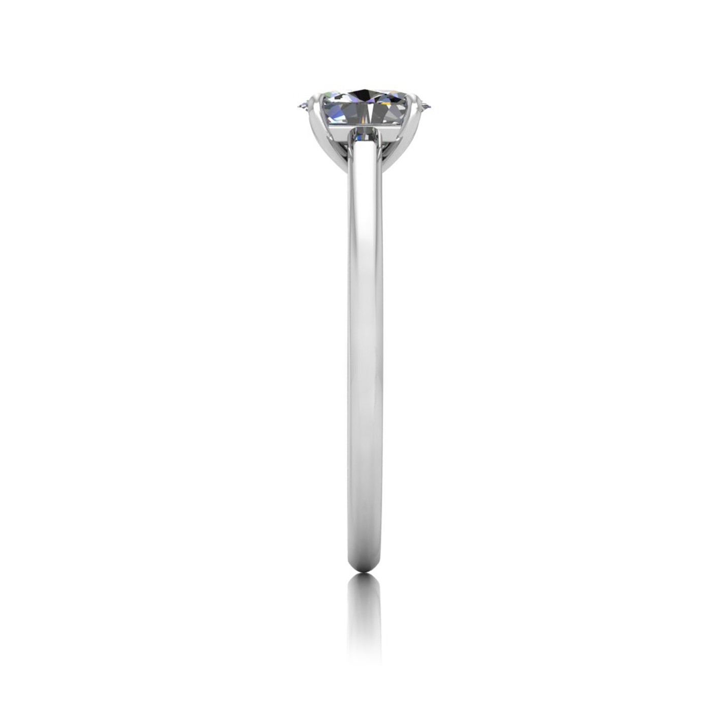 18k white gold  0,50 ct 4 prongs solitaire oval cut diamond engagement ring with whisper thin band