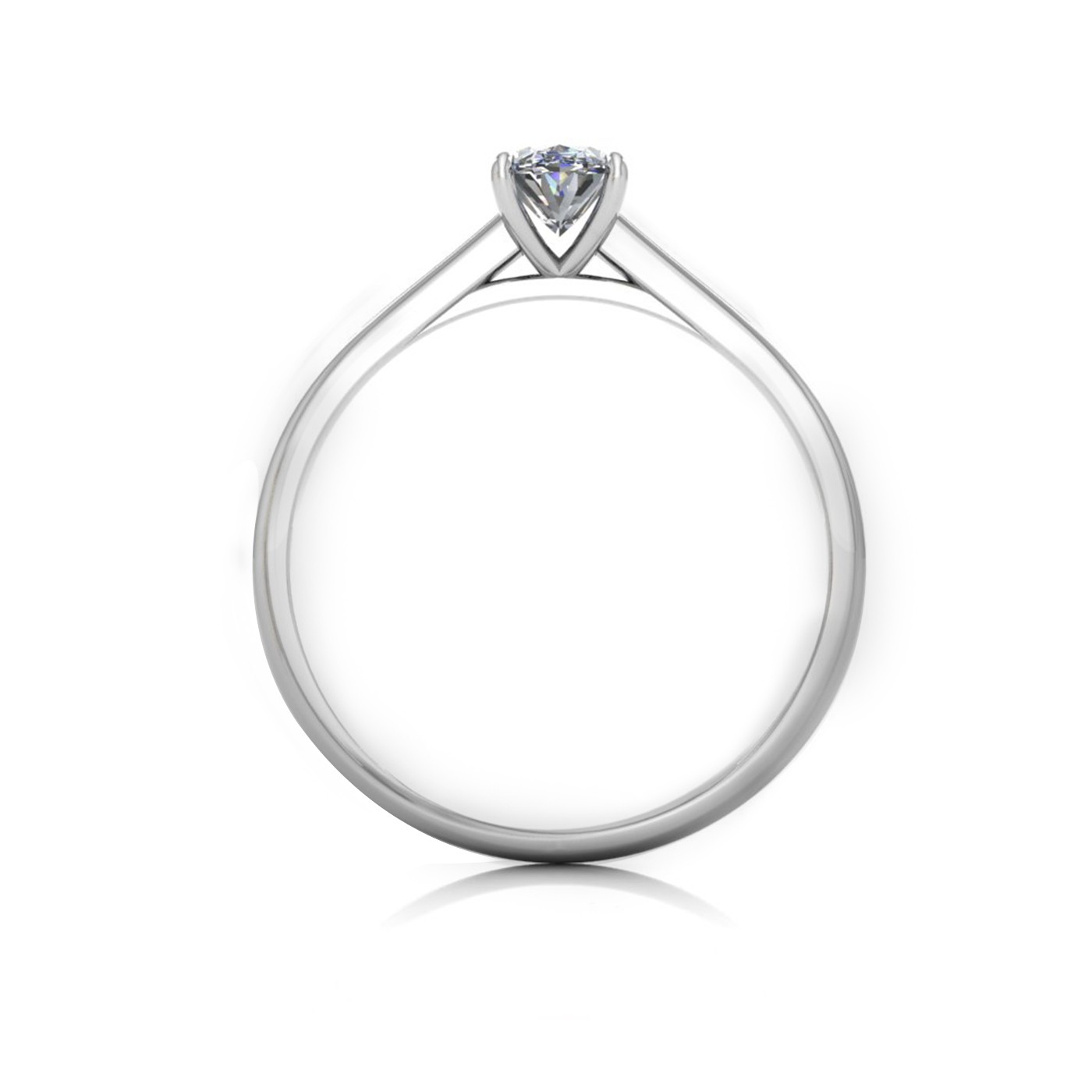 18k white gold  0,50 ct 4 prongs solitaire oval cut diamond engagement ring with whisper thin band