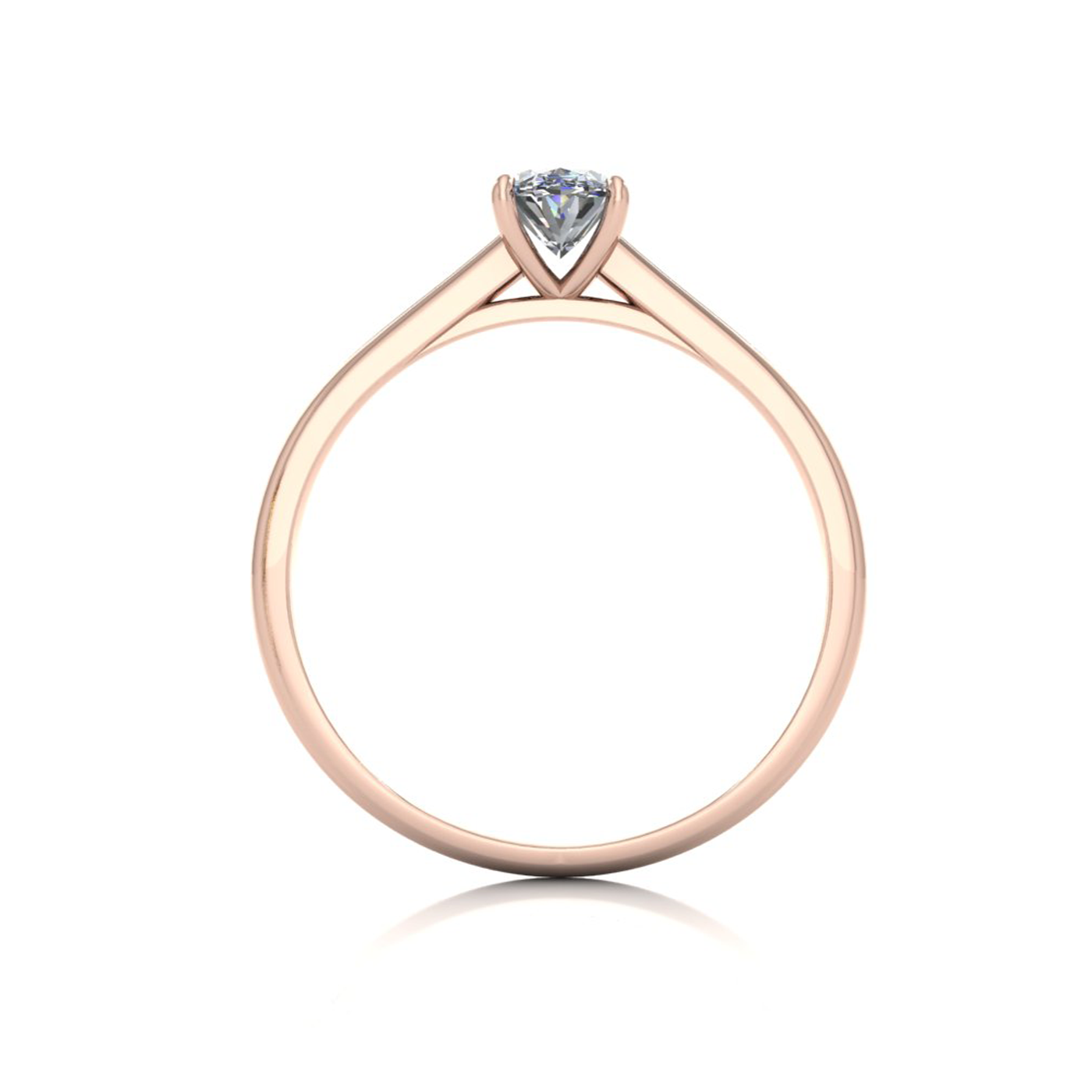 18k rose gold  0,50 ct 4 prongs solitaire oval cut diamond engagement ring with whisper thin band