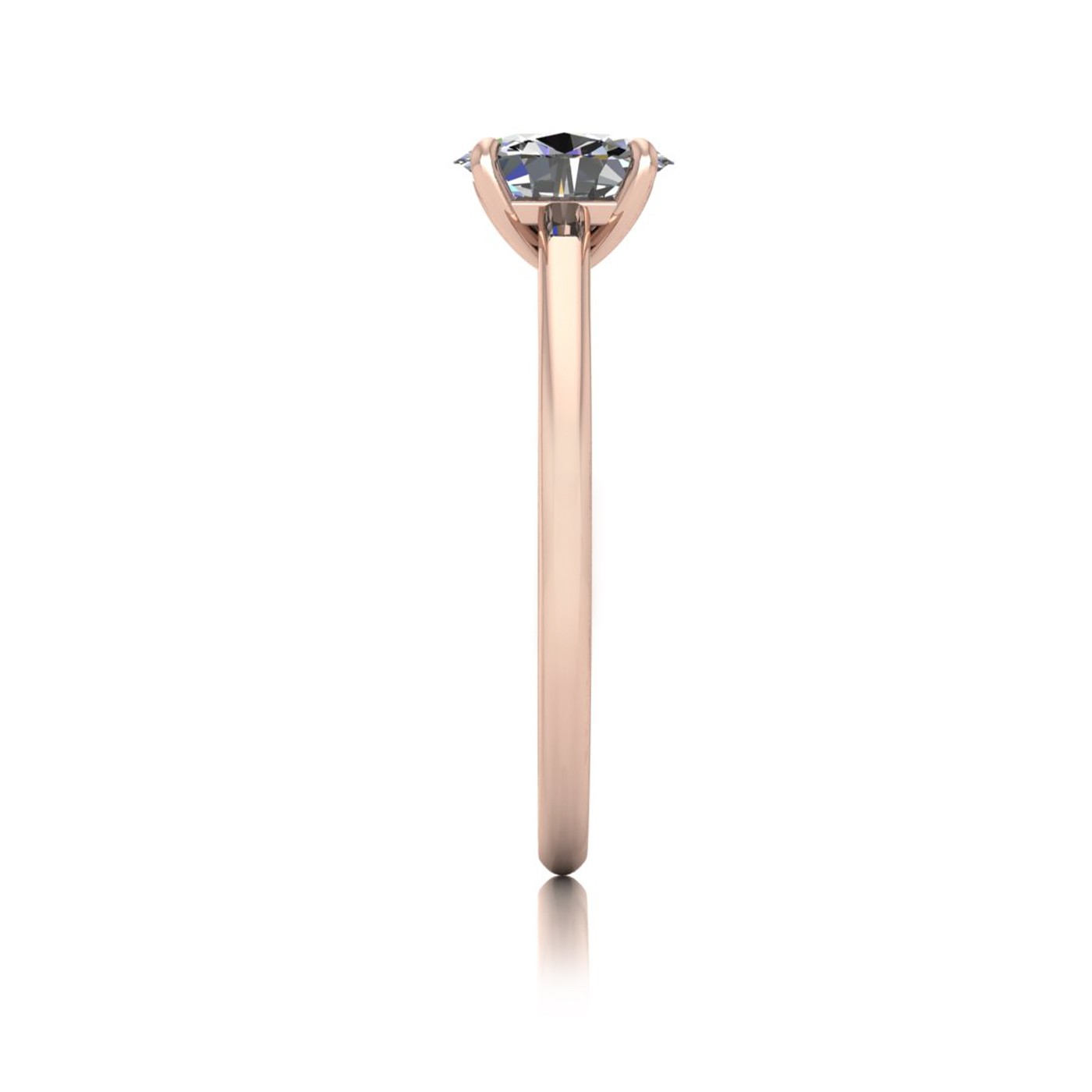 18k rose gold  0,80 ct 4 prongs solitaire oval cut diamond engagement ring with whisper thin band