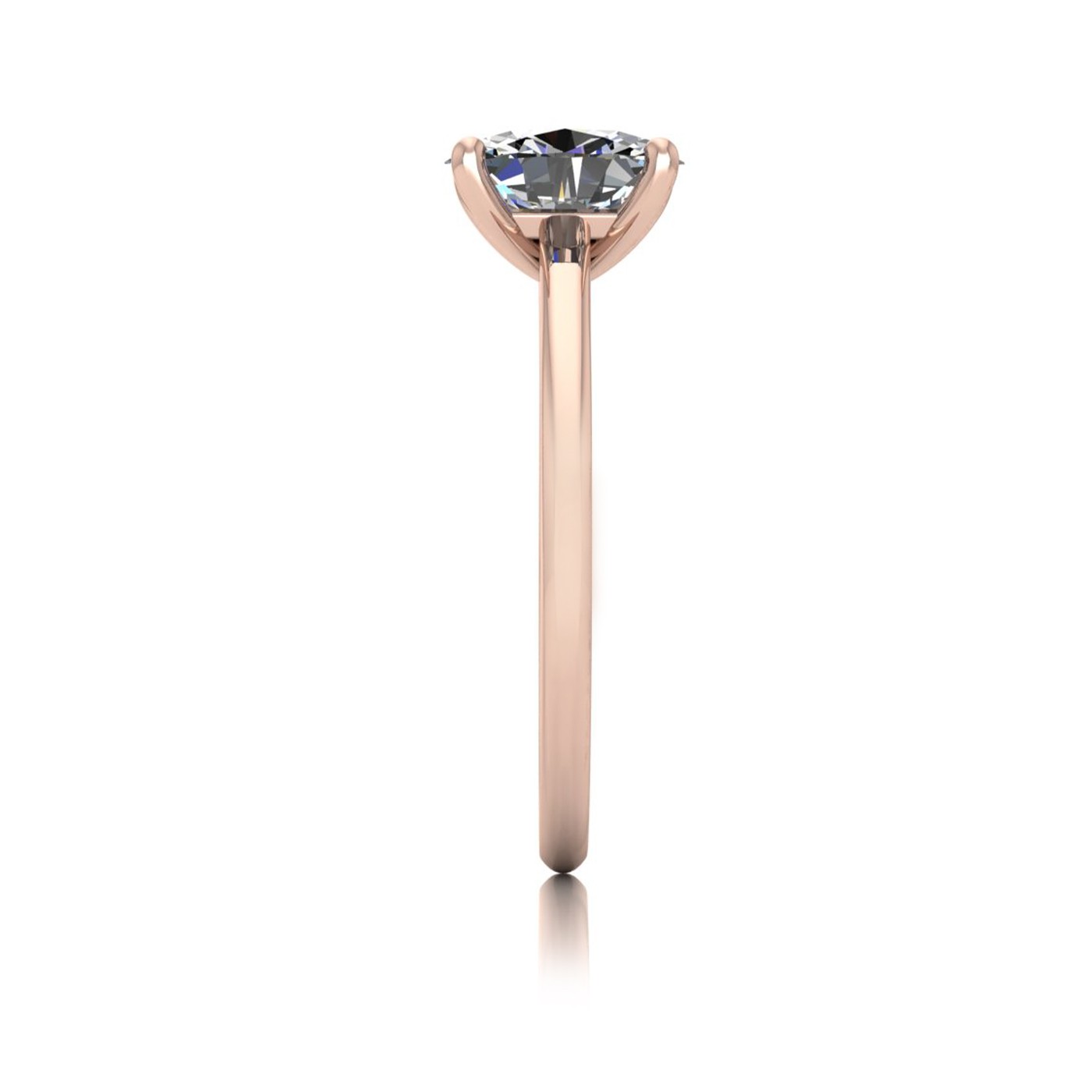 18k rose gold  1,00 ct 4 prongs solitaire oval cut diamond engagement ring with whisper thin band