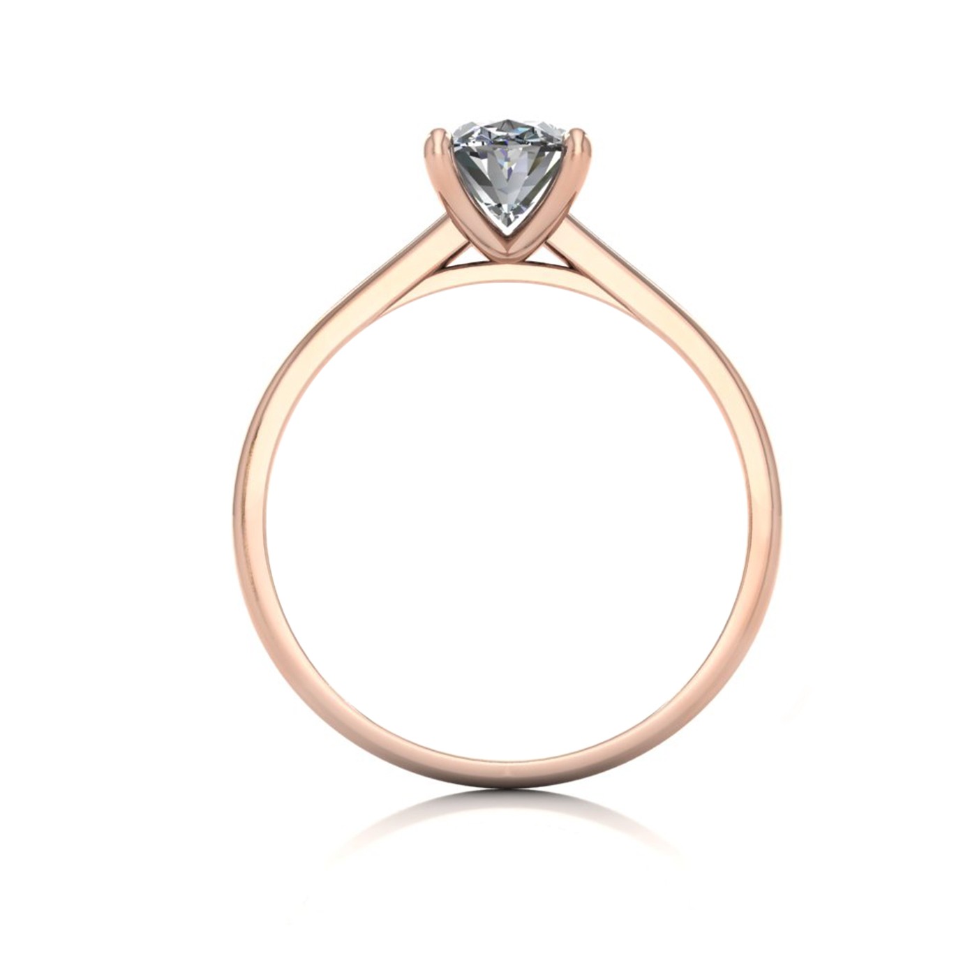 18k rose gold  1,00 ct 4 prongs solitaire oval cut diamond engagement ring with whisper thin band