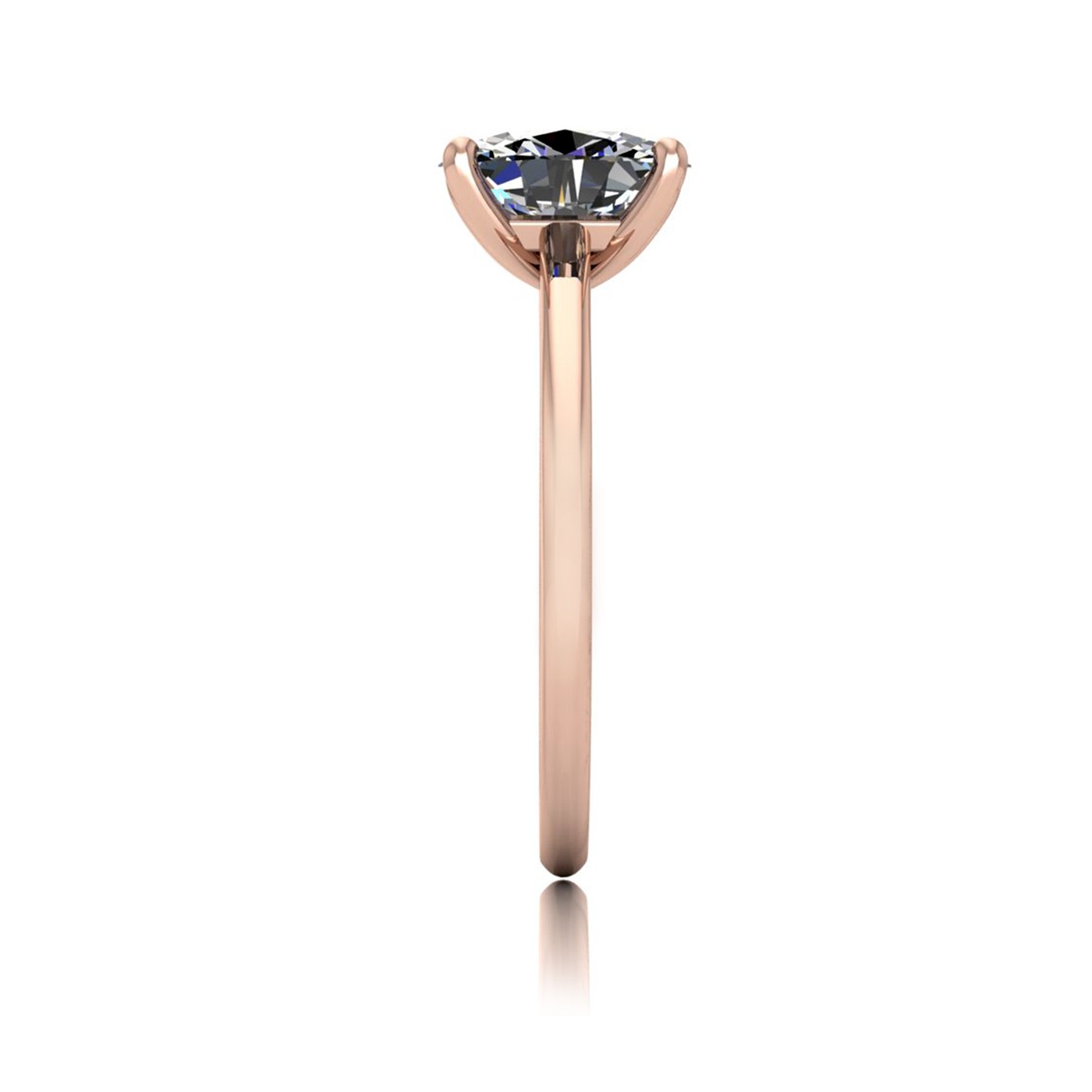 18k rose gold  1,20 ct 4 prongs solitaire oval cut diamond engagement ring with whisper thin band