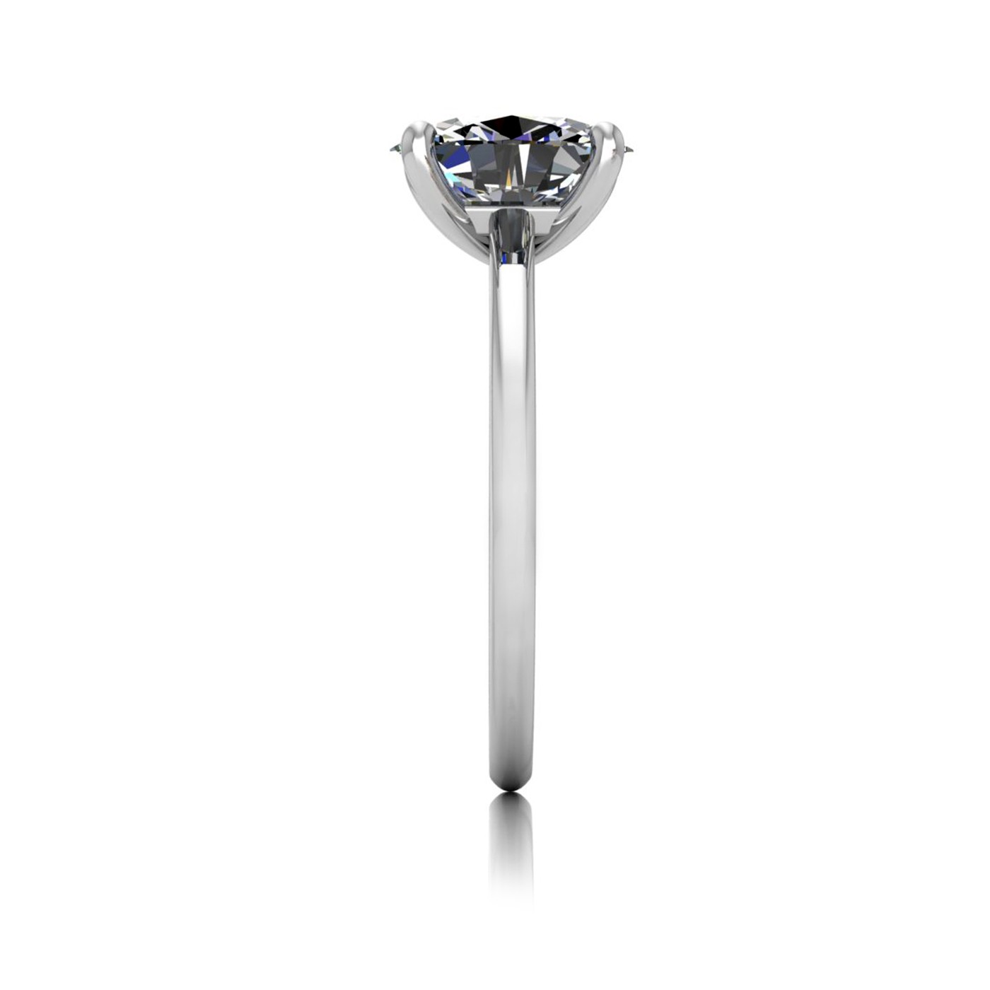18k white gold  1,50 ct 4 prongs solitaire oval cut diamond engagement ring with whisper thin band