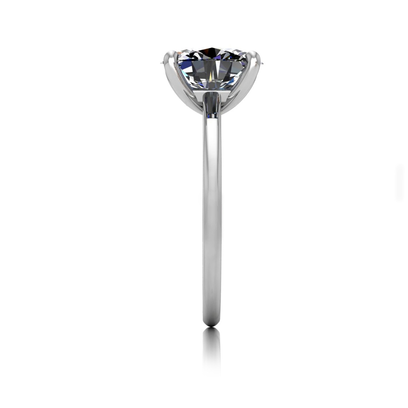18k white gold  2,00 ct 4 prongs solitaire oval cut diamond engagement ring with whisper thin band