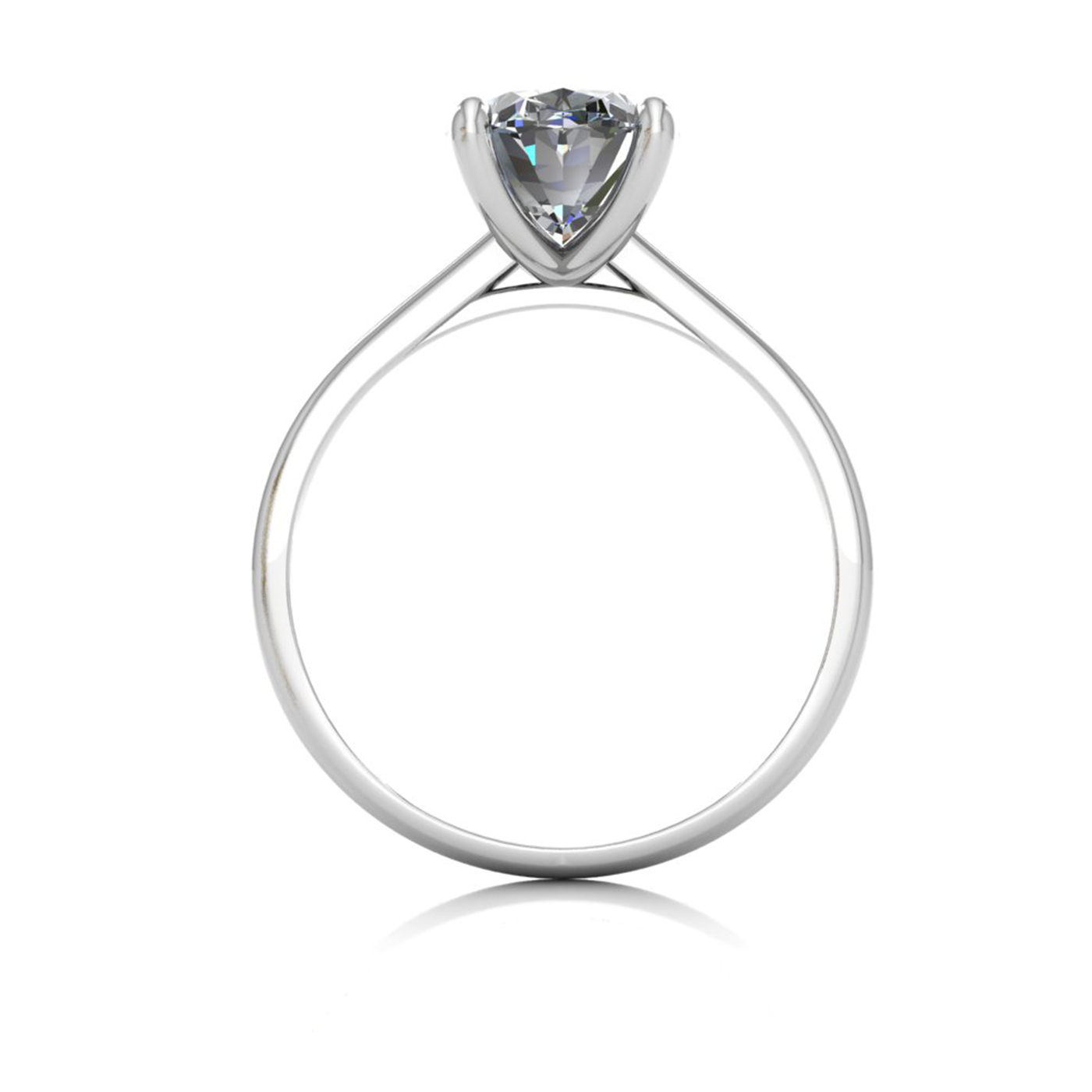 18k white gold  2,00 ct 4 prongs solitaire oval cut diamond engagement ring with whisper thin band
