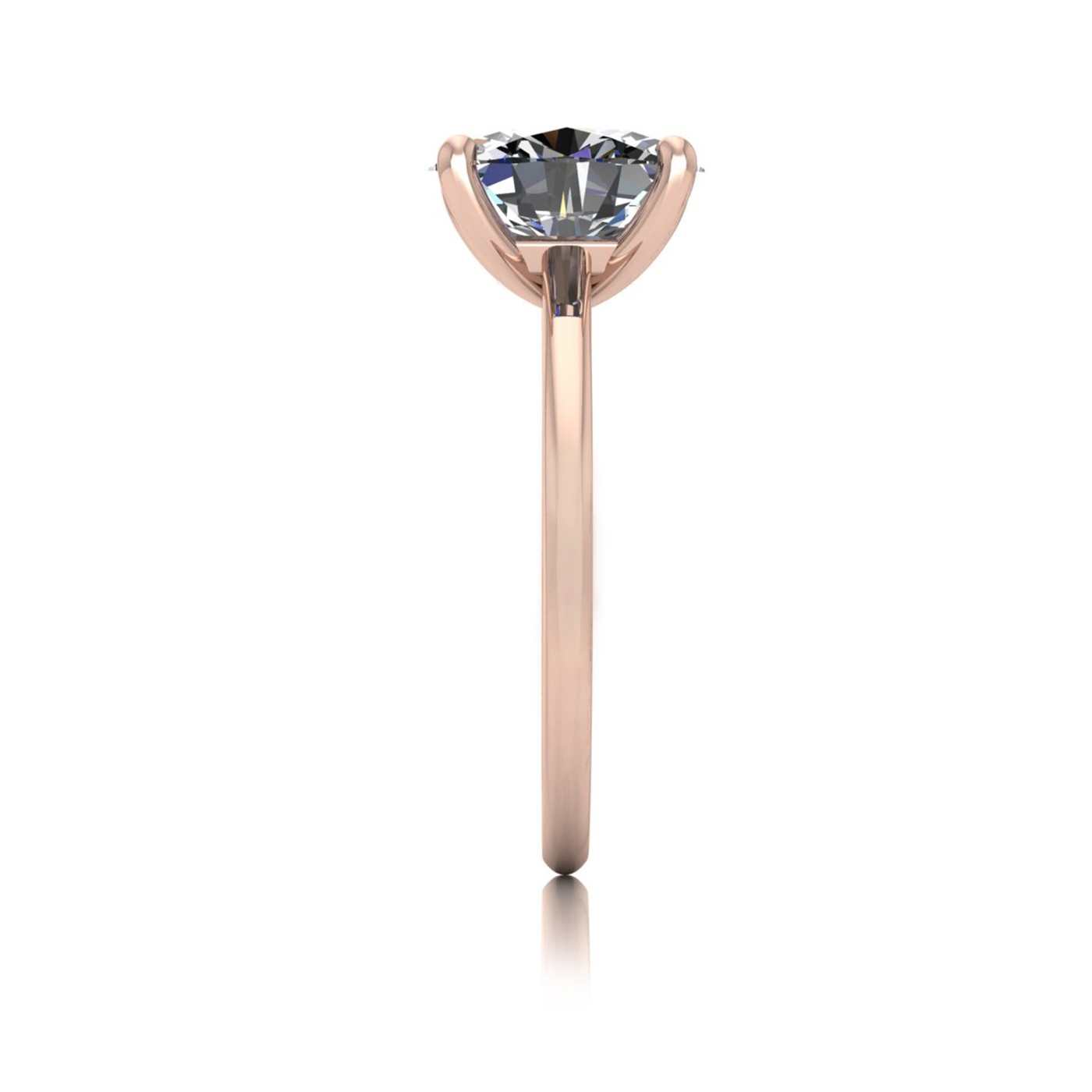 18k rose gold  2,00 ct 4 prongs solitaire oval cut diamond engagement ring with whisper thin band