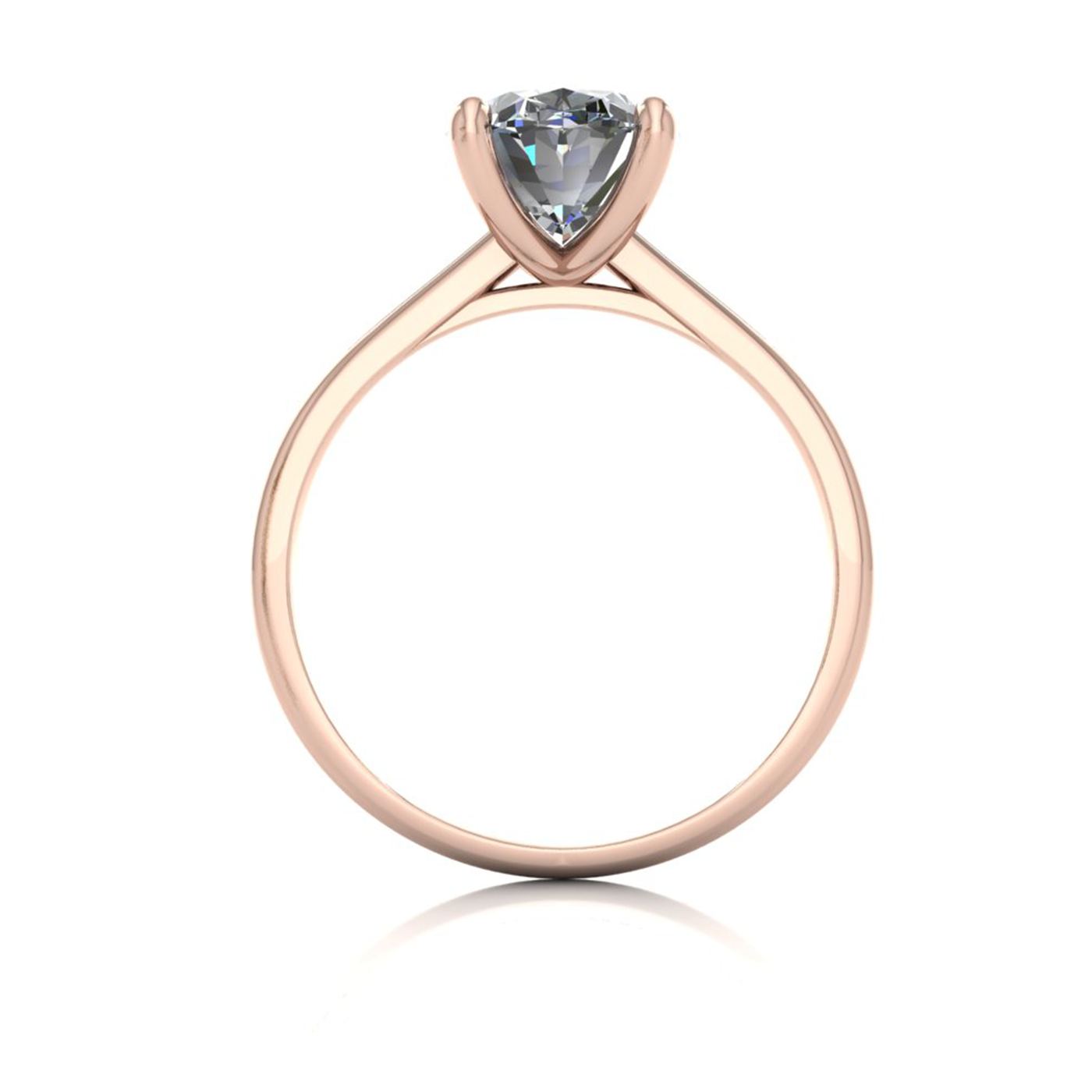 18k rose gold  2,00 ct 4 prongs solitaire oval cut diamond engagement ring with whisper thin band
