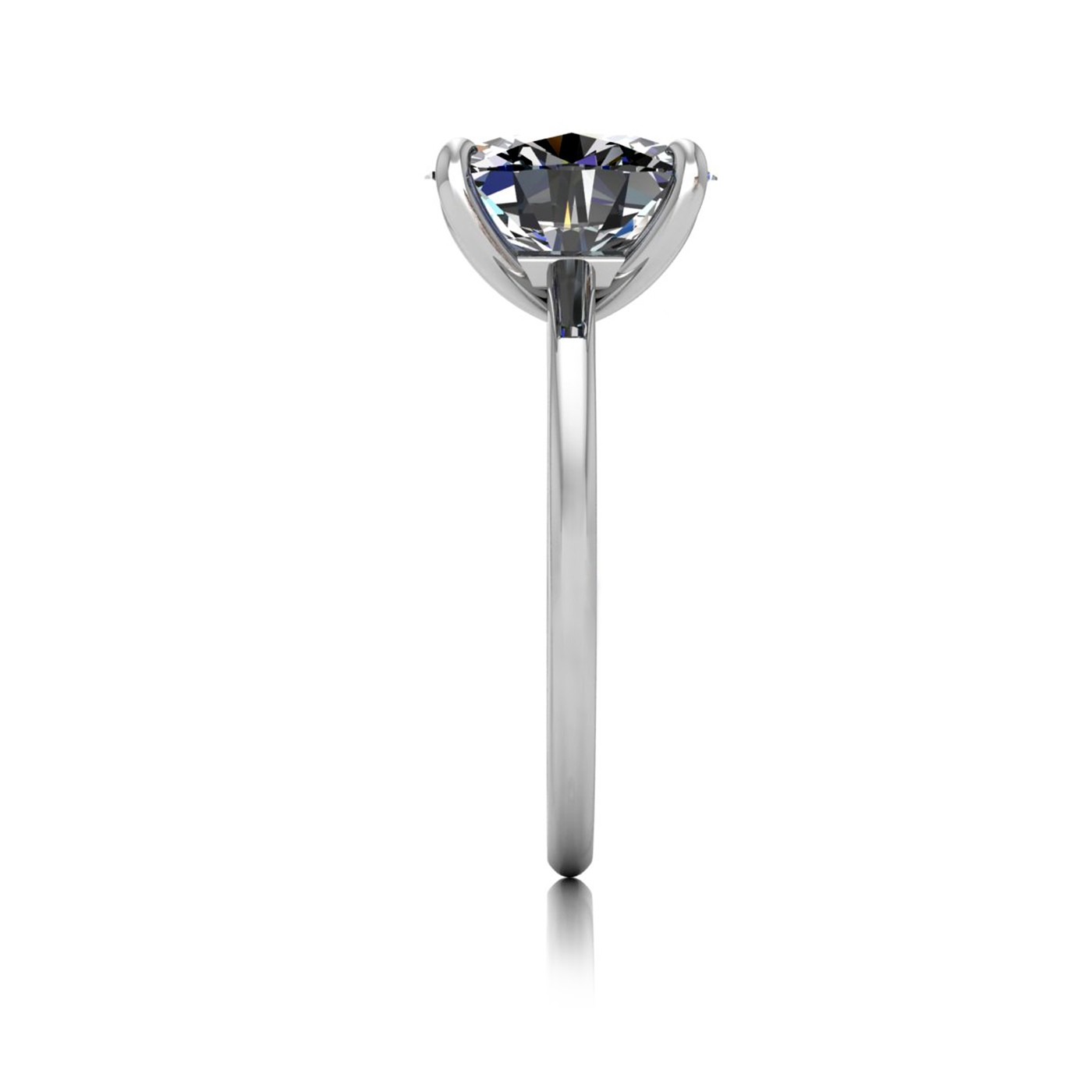 18k white gold  2,50 ct 4 prongs solitaire oval cut diamond engagement ring with whisper thin band