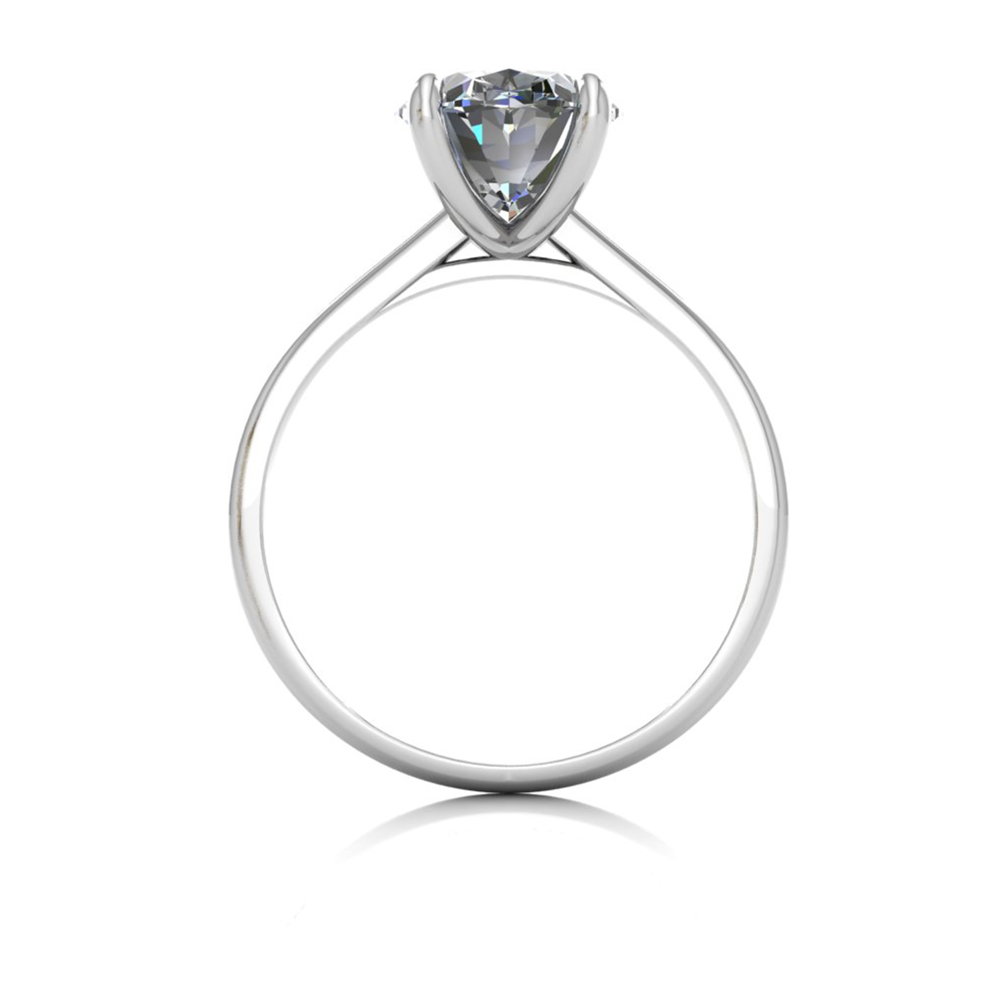 18k white gold  2,50 ct 4 prongs solitaire oval cut diamond engagement ring with whisper thin band
