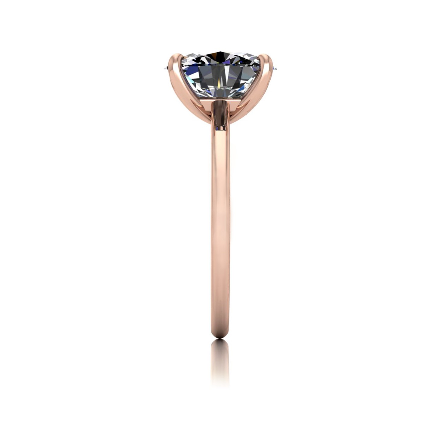 18k rose gold  2,50 ct 4 prongs solitaire oval cut diamond engagement ring with whisper thin band