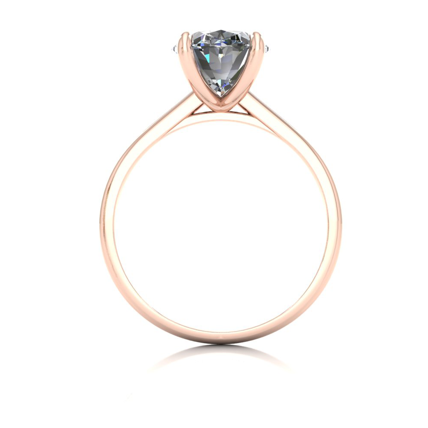 18k rose gold  2,50 ct 4 prongs solitaire oval cut diamond engagement ring with whisper thin band