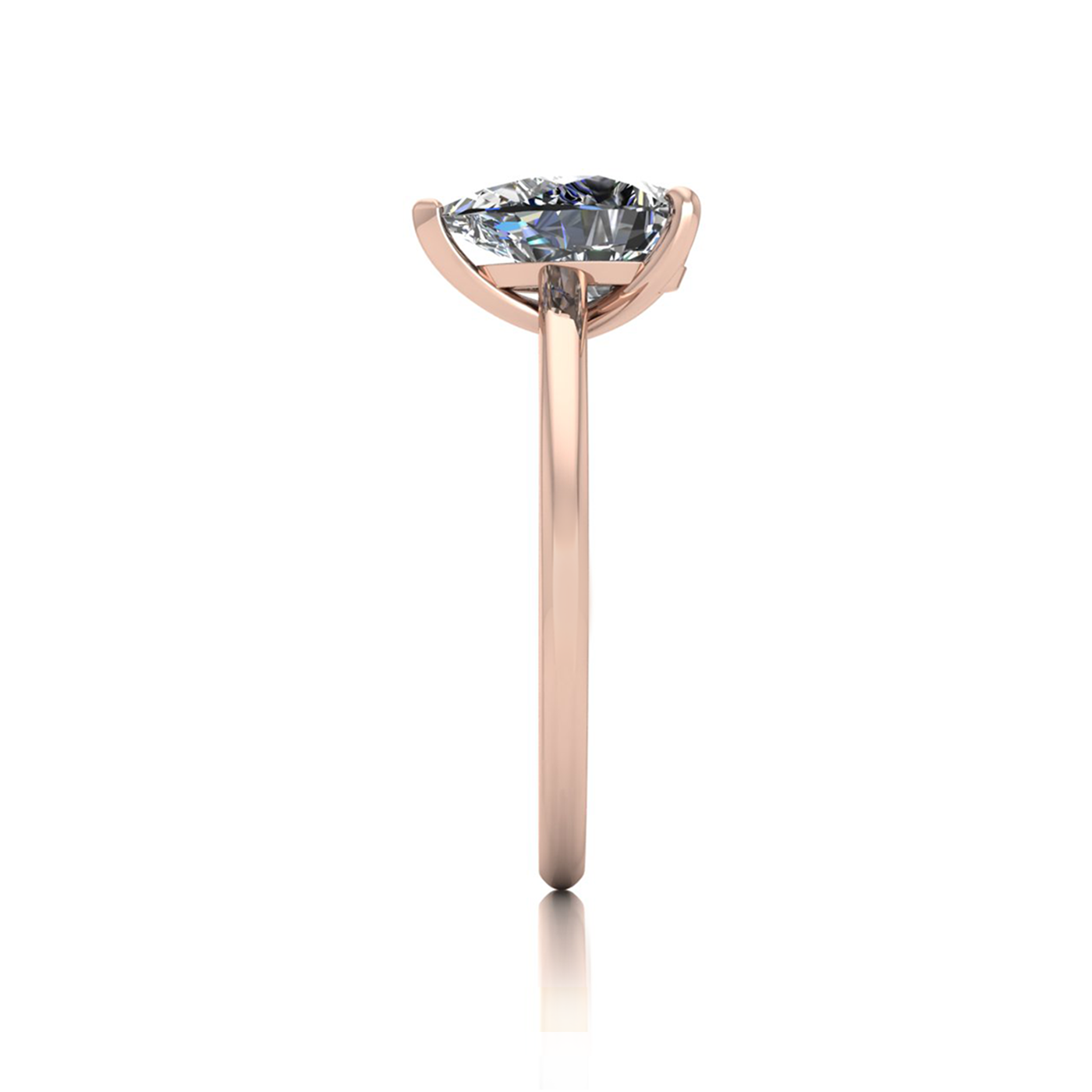 18k rose gold  1,50 ct 3 prongs solitaire pear cut diamond engagement ring with whisper thin band