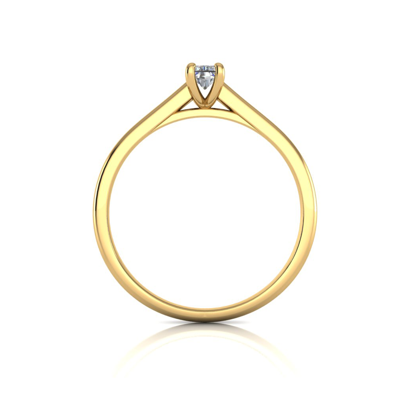 18k yellow gold  0,30 ct 4 prongs solitaire radiant cut diamond engagement ring with whisper thin band