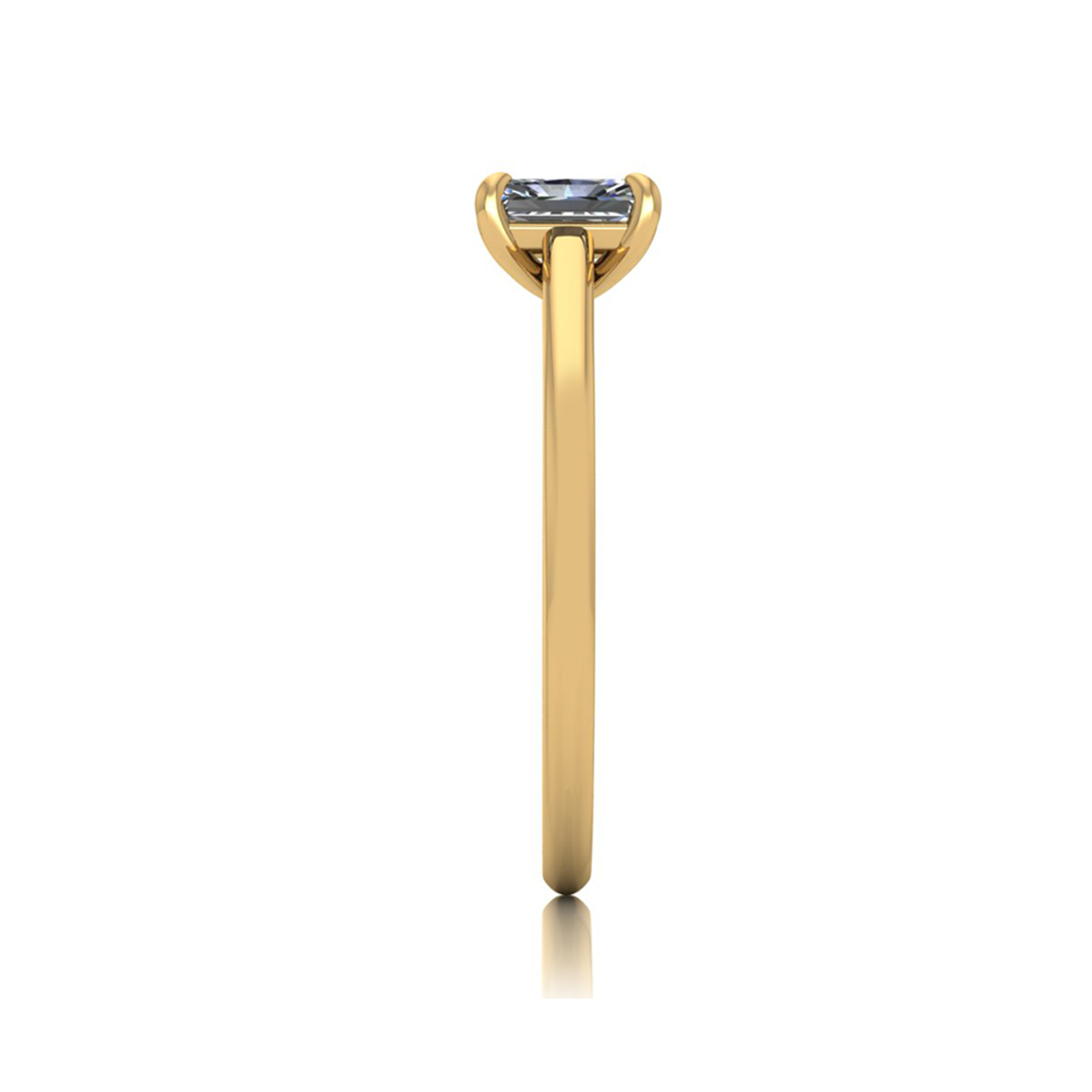 18k yellow gold  0,50 ct 4 prongs solitaire radiant cut diamond engagement ring with whisper thin band
