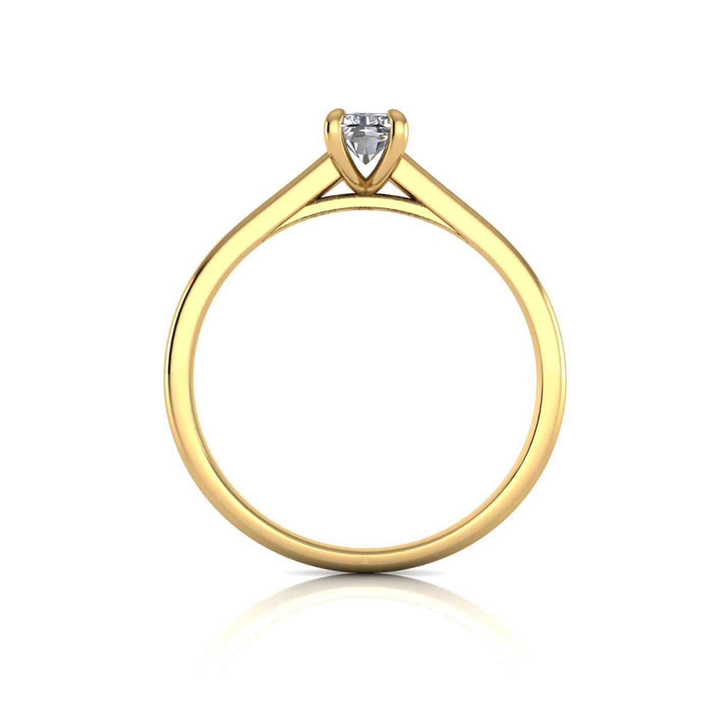 18k yellow gold  0,50 ct 4 prongs solitaire radiant cut diamond engagement ring with whisper thin band