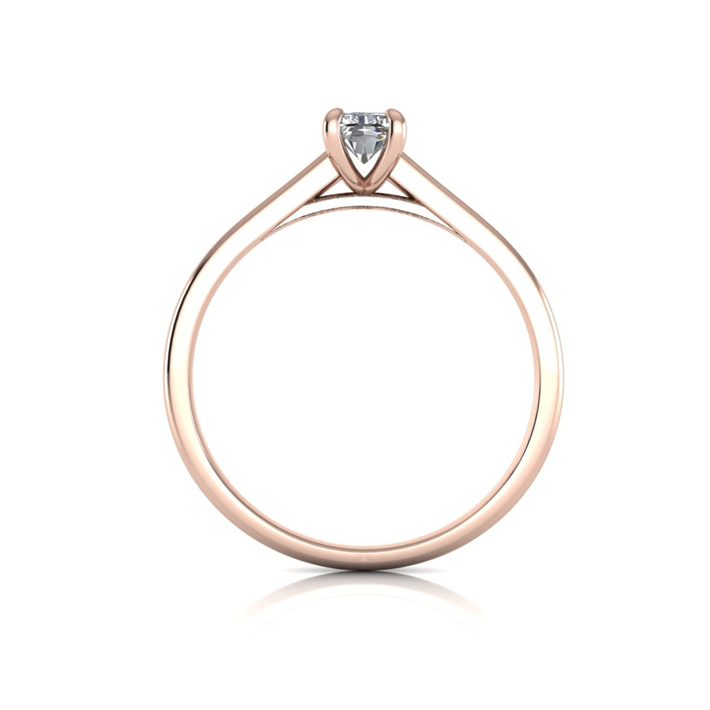18k rose gold  0,50 ct 4 prongs solitaire radiant cut diamond engagement ring with whisper thin band