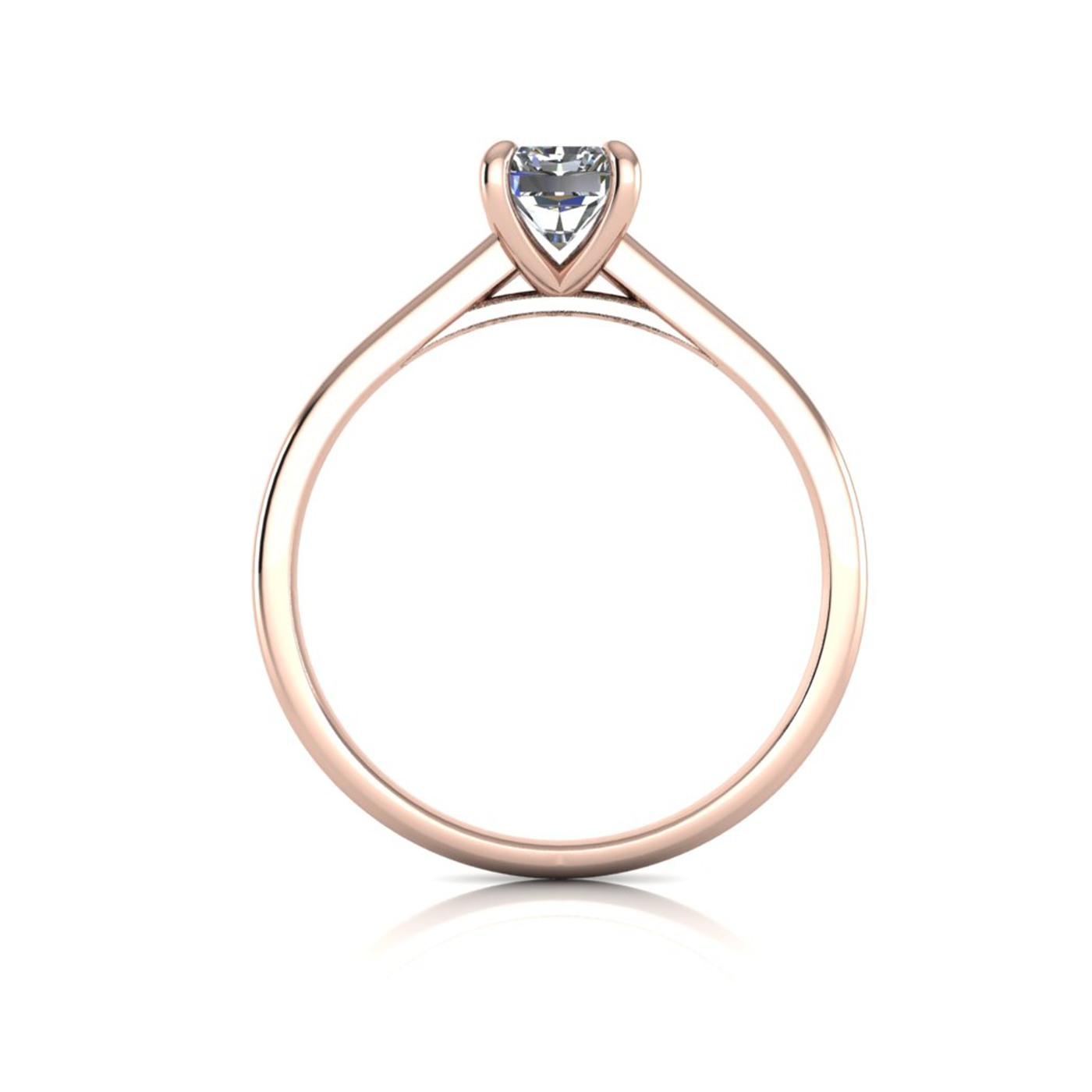 18k rose gold  0,80 ct 4 prongs solitaire radiant cut diamond engagement ring with whisper thin band