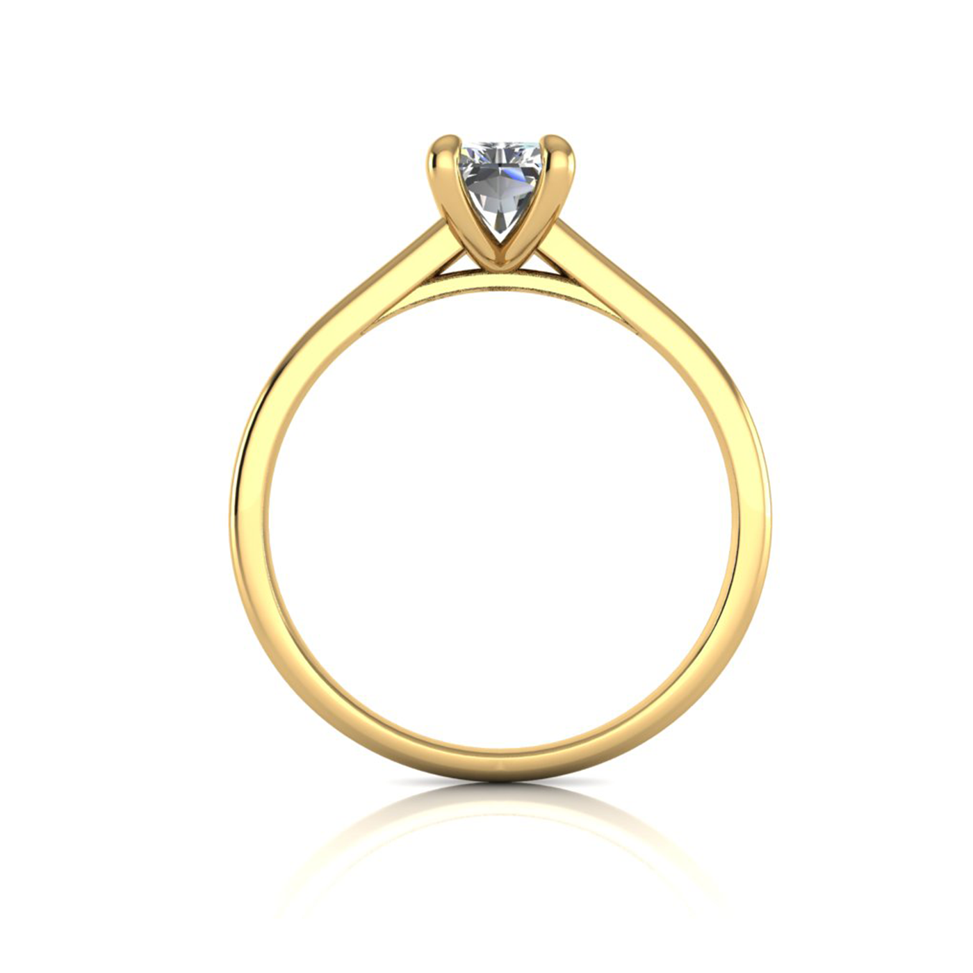 18k yellow gold  1,00 ct 4 prongs solitaire radiant cut diamond engagement ring with whisper thin band
