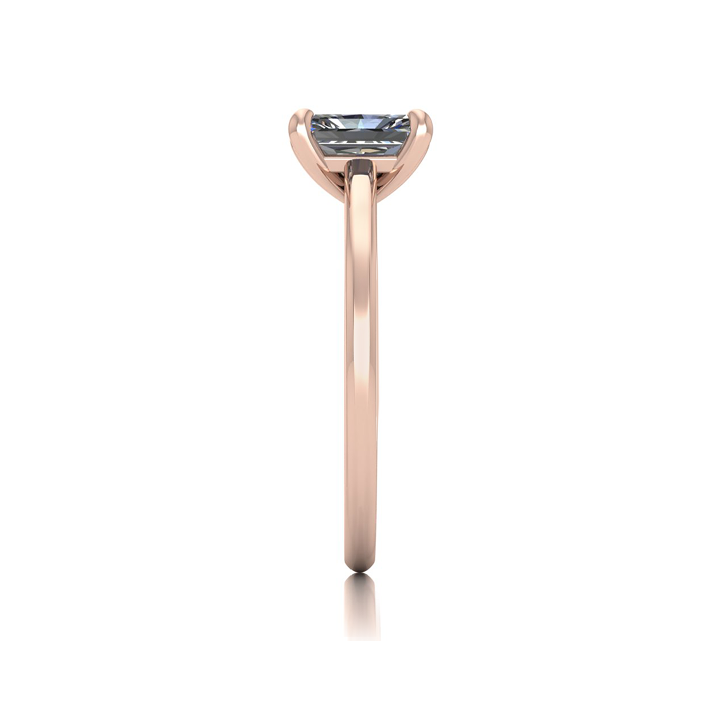 18k rose gold  1,00 ct 4 prongs solitaire radiant cut diamond engagement ring with whisper thin band