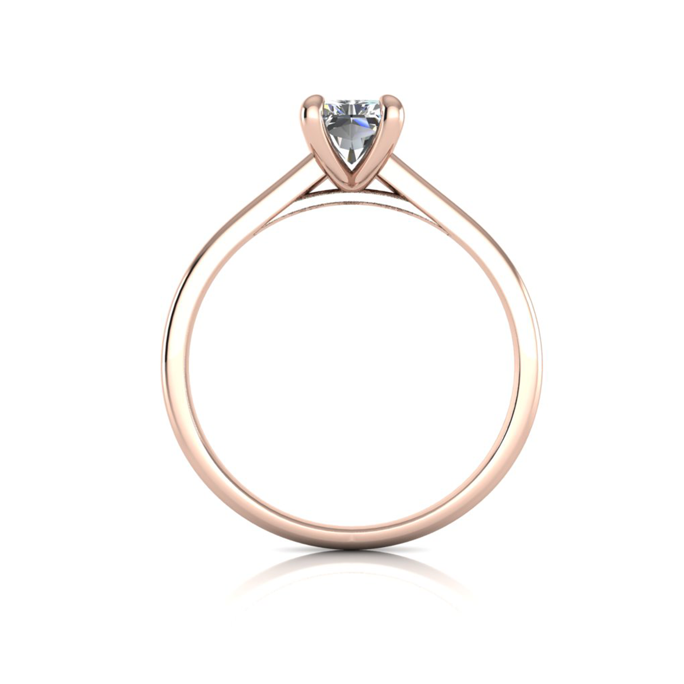 18k rose gold  1,00 ct 4 prongs solitaire radiant cut diamond engagement ring with whisper thin band
